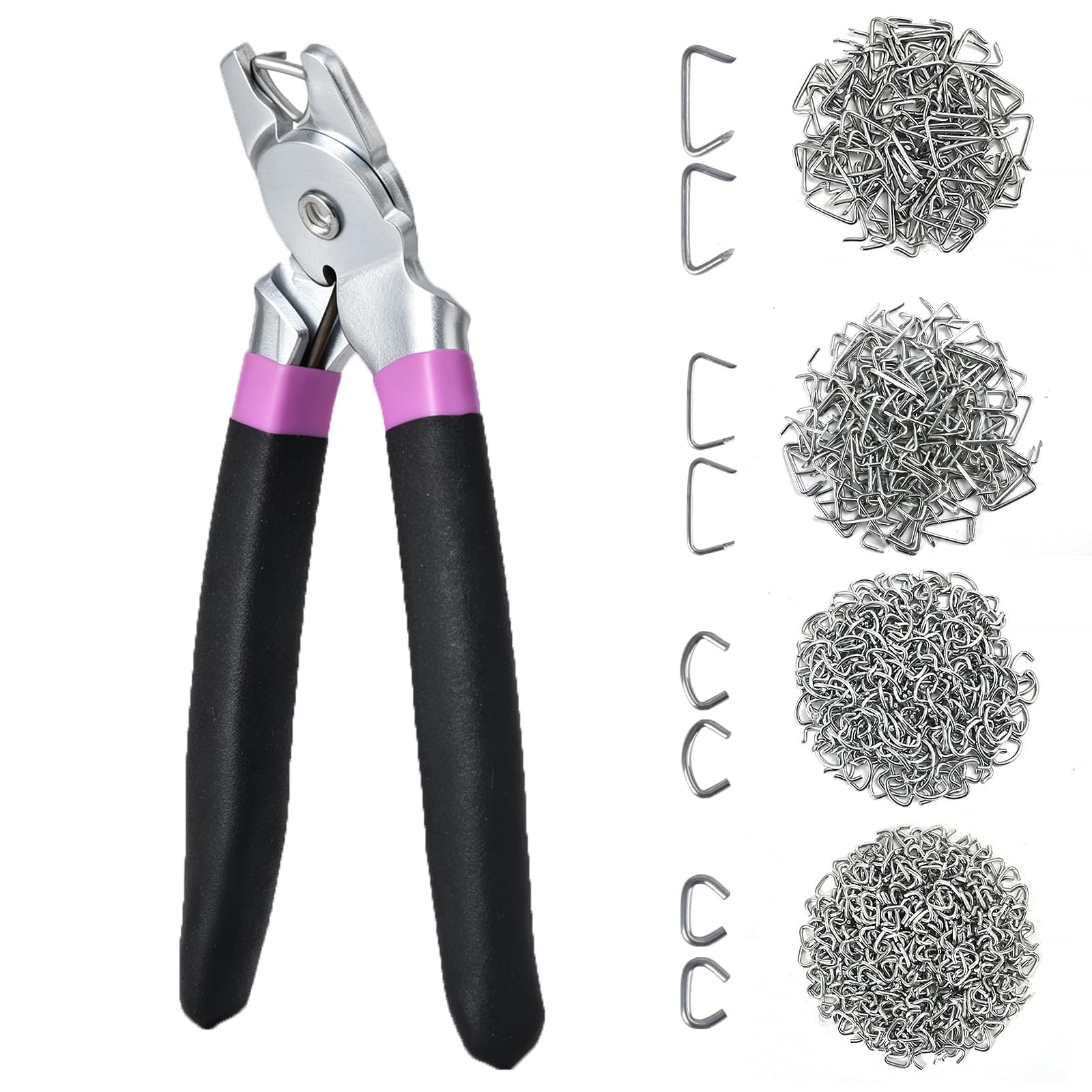 270 Pcs Galvanized Hog Rings Kit with Bent Pliers for Auto Upholstery Fence Pet