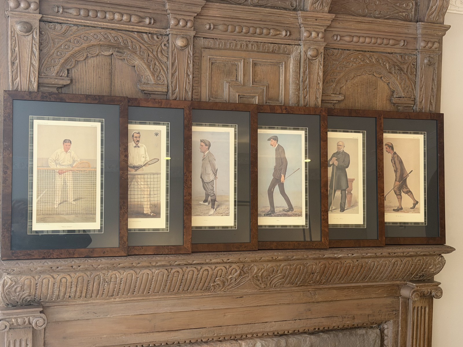 Set of 6 Original Antique VANITY FAIR “Spy” Sporting Prints c.1870s–1890s Framed