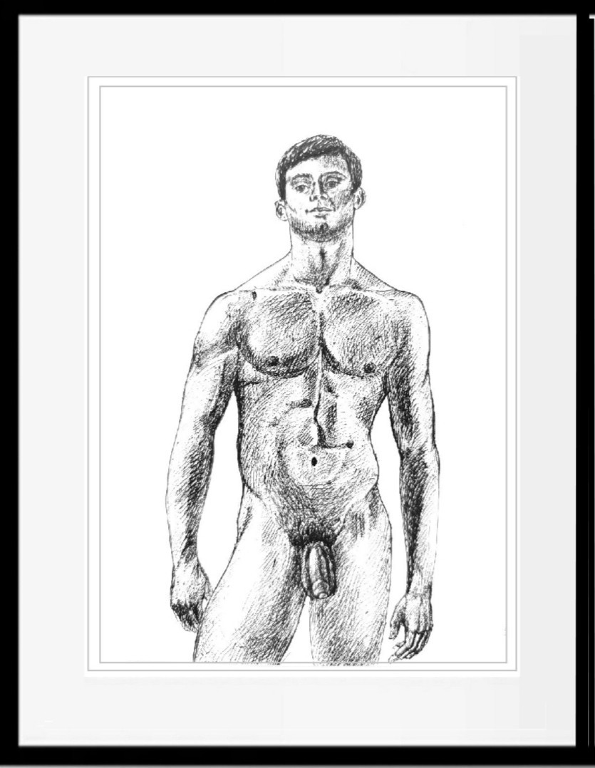 Male Nude Young men Paiting Figurative Modern black and white Art Gay LGBT 20x15 Male Nude Young men Paiting Figurative Modern black and white Art Gay LGBT 20x15