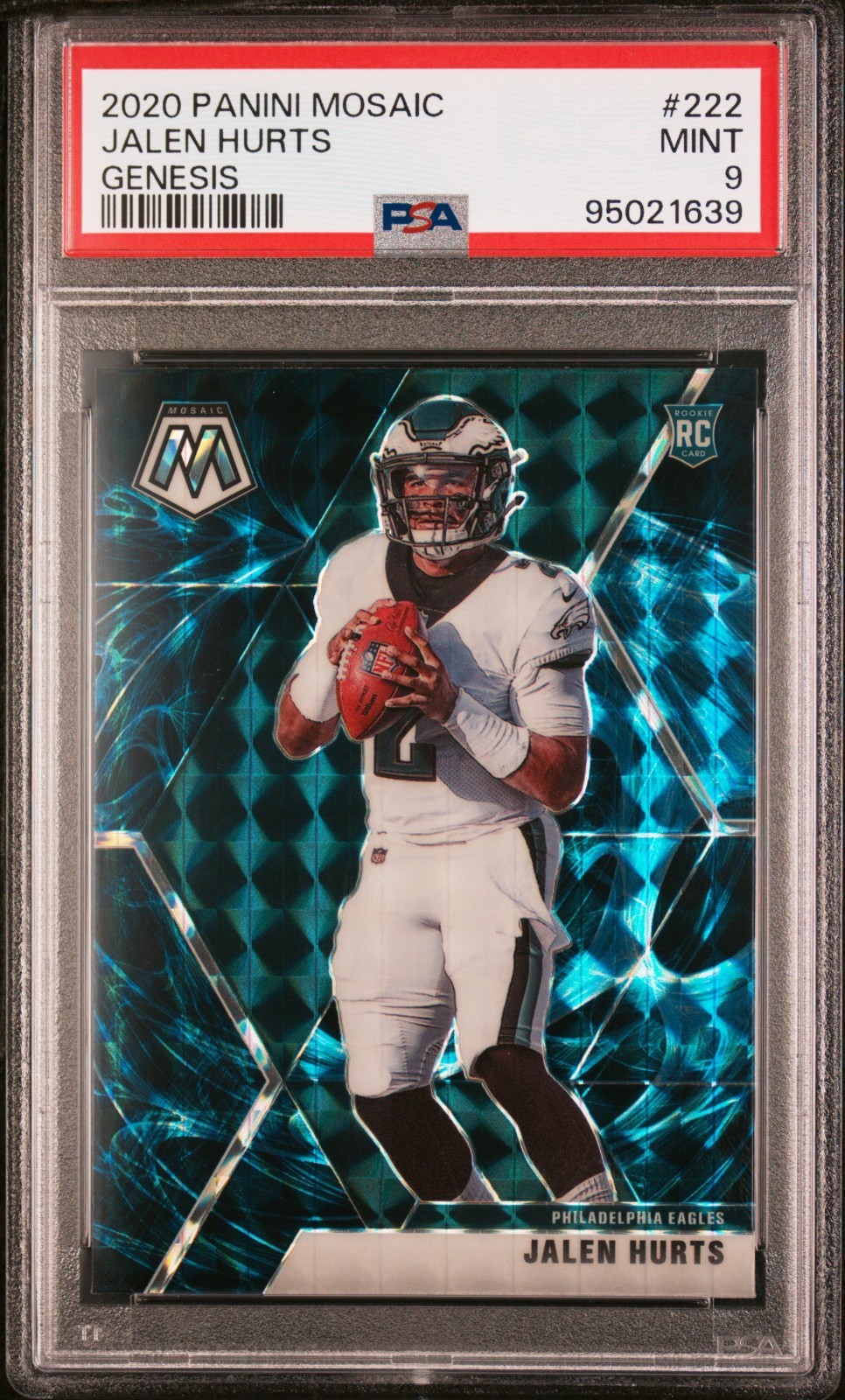 2020 Panini Mosaic - Rookies Jalen Hurts #222 Genesis Mosaic Prizm (RC) PSA 9