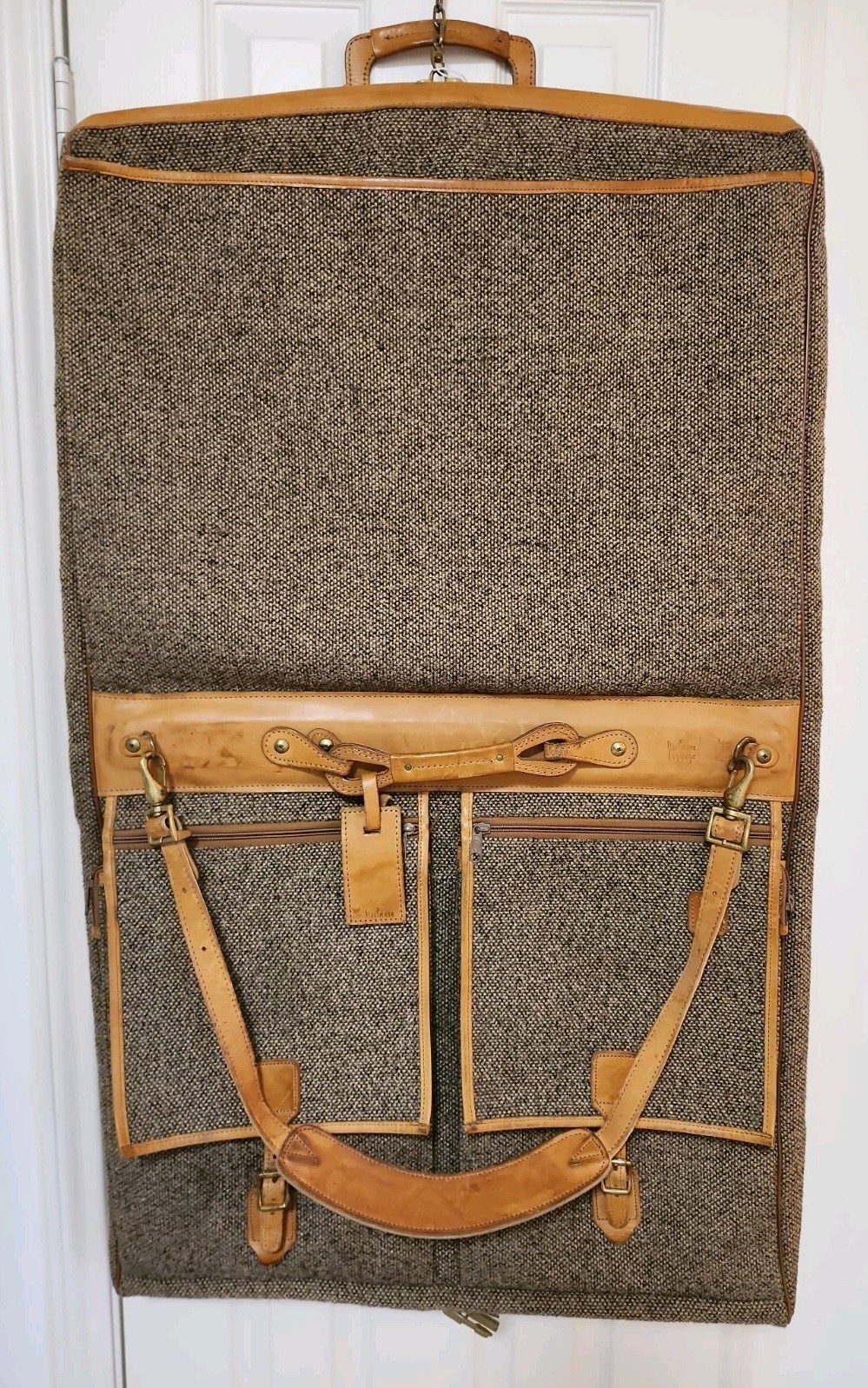 Vintage Hartmann Tweed Belting Leather 24x45 inch Garment Bag Luggage Suitcase