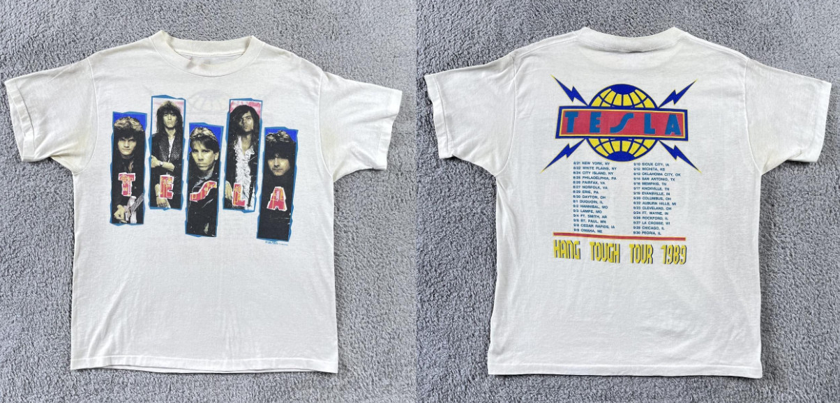 Tesla Hang Tough Tour 1989 Vintage White Rock Band Streetwear T Shirt S-5XL Tesla Hang Tough Tour 1989 Vintage White Rock Band Streetwear T Shirt S-5XL