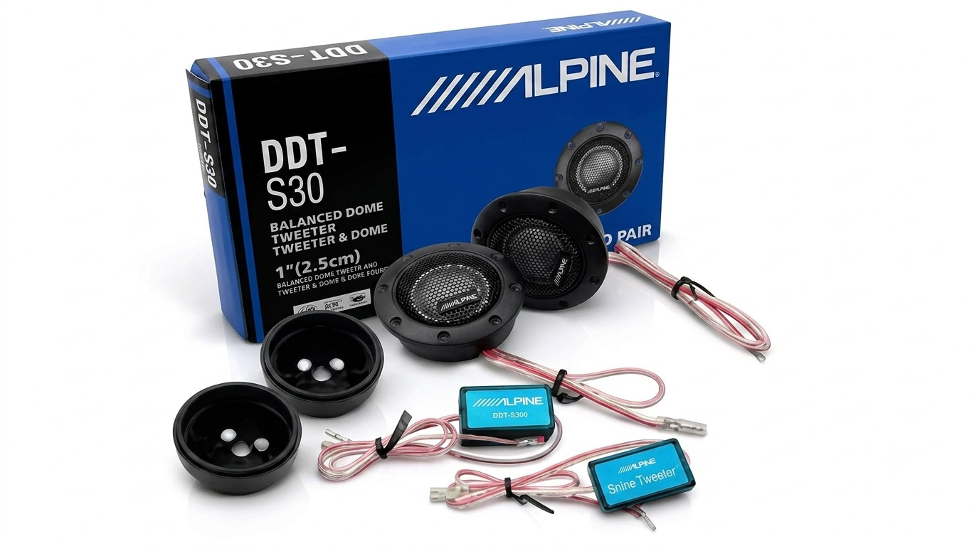 Alpine DDT-S30 1” Balanced Dome Tweeter Pair Car Audio Speakers High Power 180W