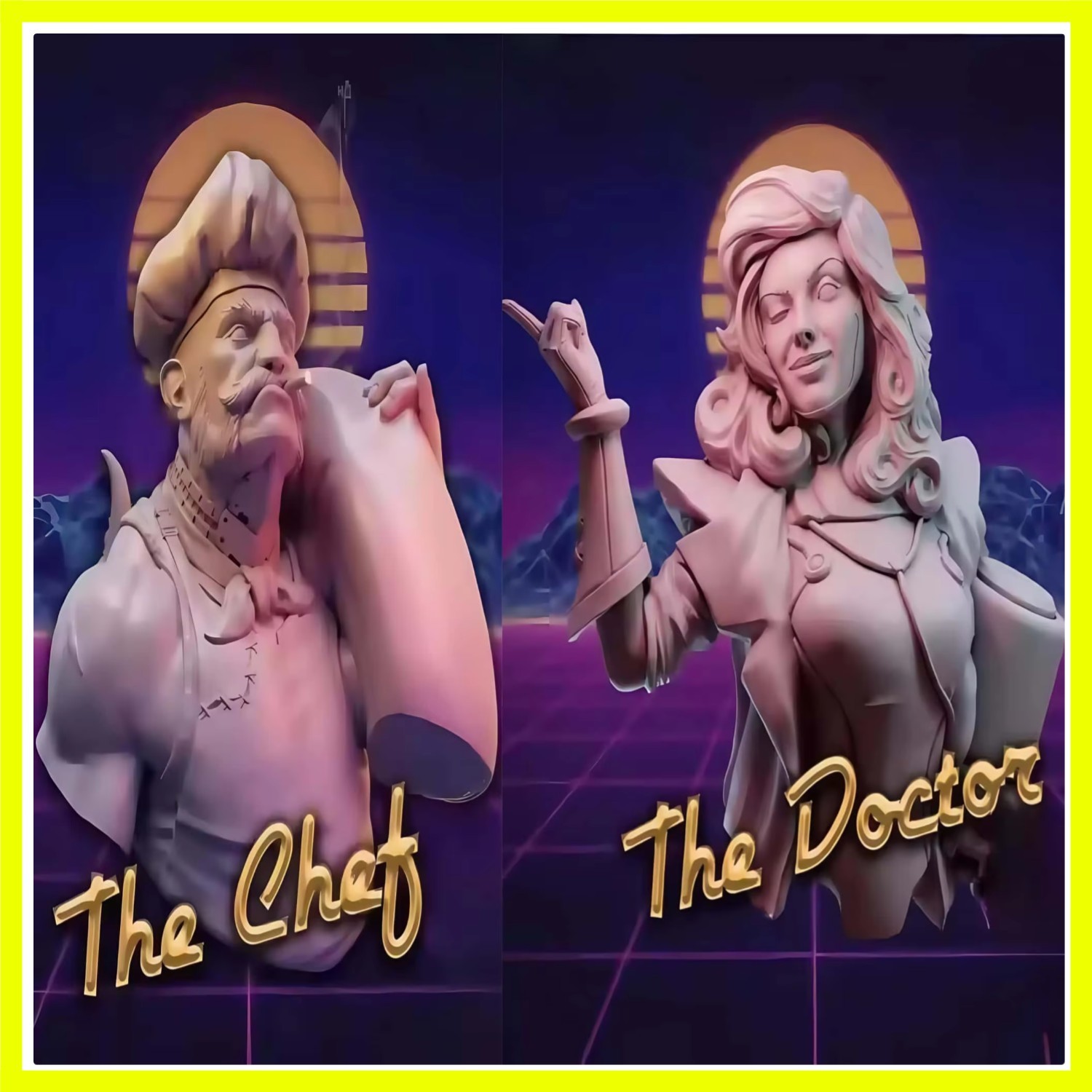 1/12 resin model GK, chef and doctor bust, unassembled and uncolored kit