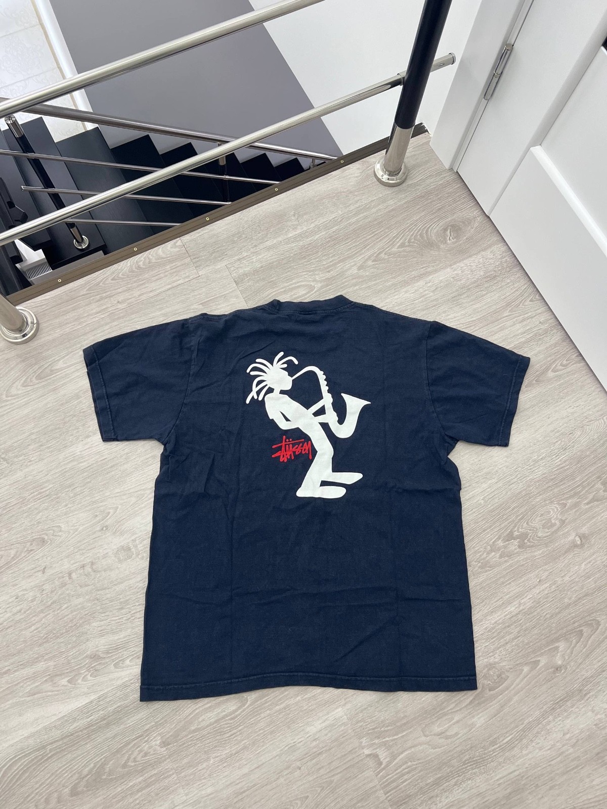 Rare Vintage 1990s Stussy Dreadlock Saxophone T-Shirt USA