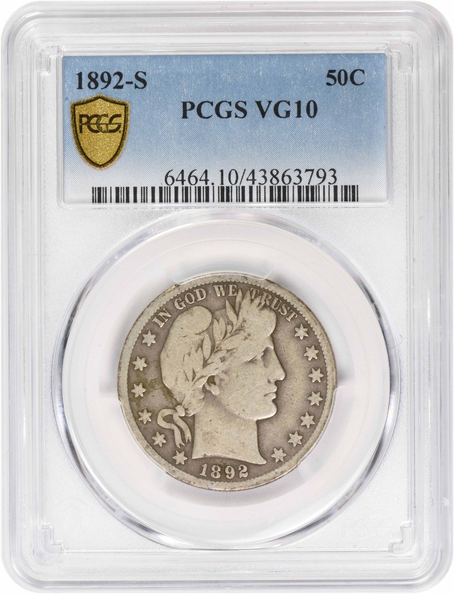 1892-S Barber Silver Half Dollar VG10 PCGS