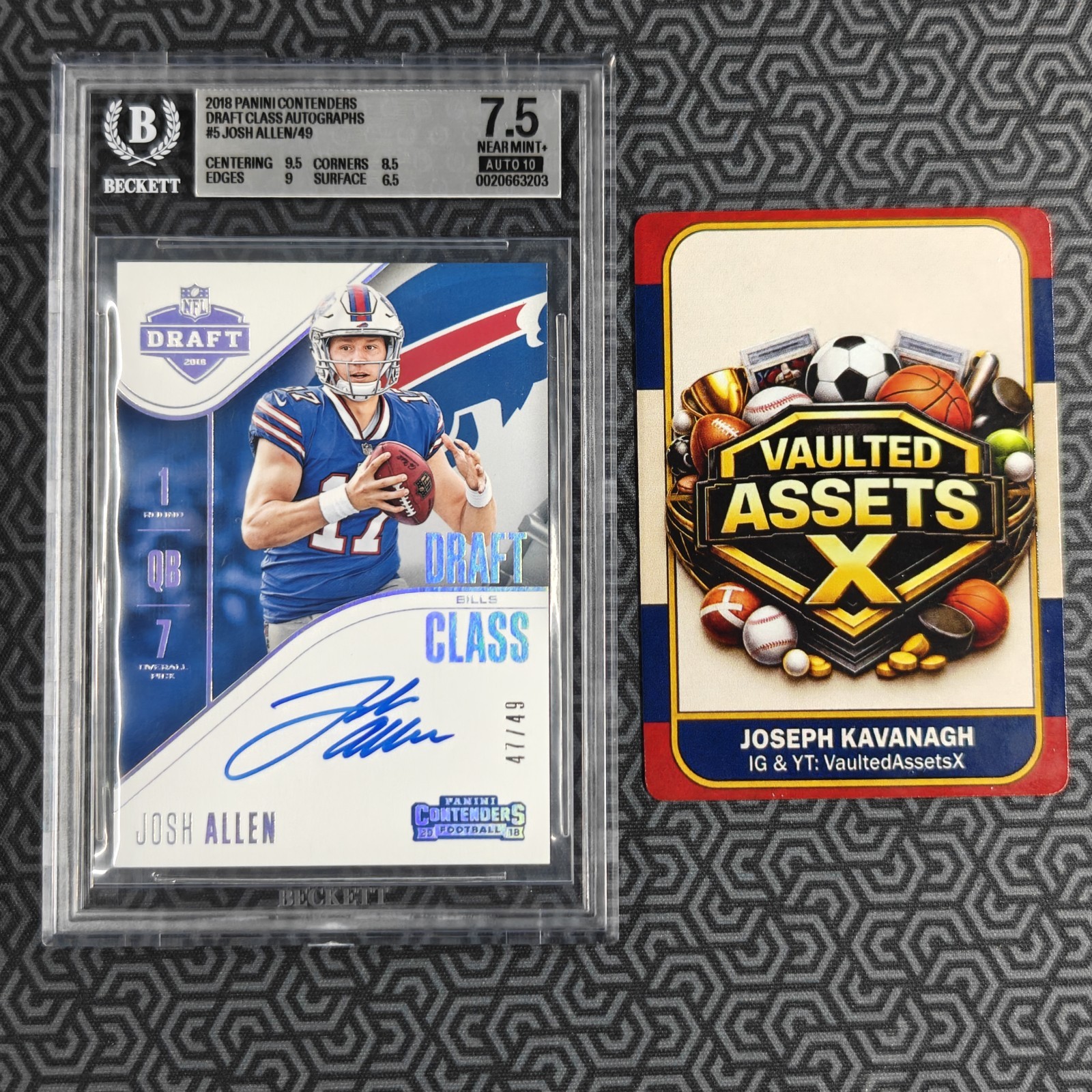 2018 Josh Allen Contenders Draft Class RC Dual Auto Error /49 BGS 7.5 Auto 10