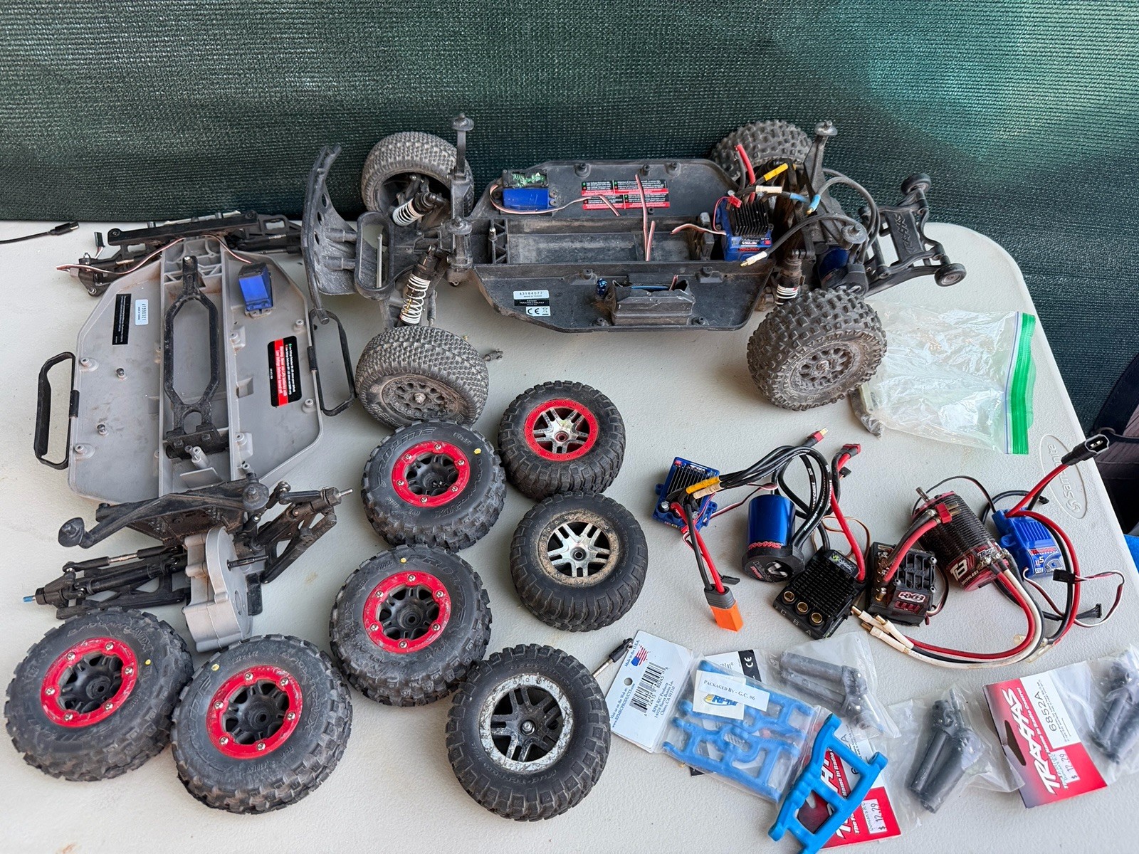 Traxxas Slash 1 10 RC Chassis Parts Lot 2WD LCG Body Shell ProLine Tires VXL RPM