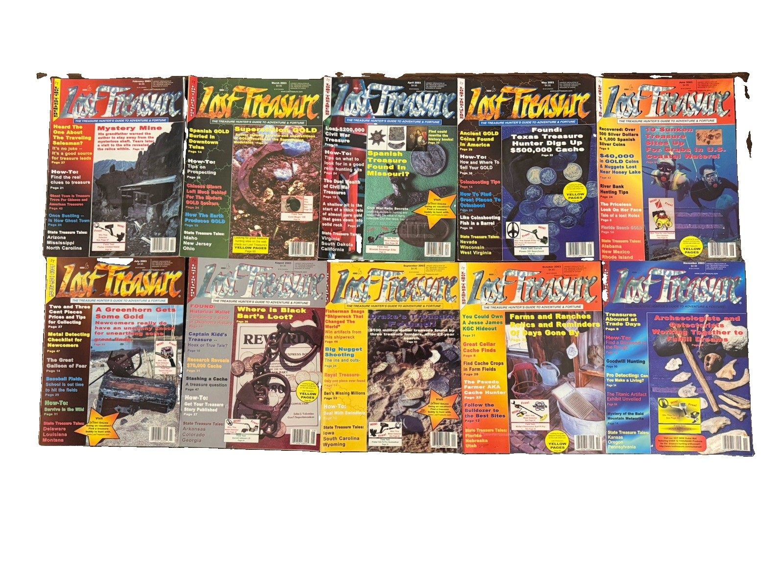 Lost Treasure Magazine 2003 Lot Of 10 Vintage Treasure Hunting Magazines Lost Treasure Magazine 2003 Lot Of 10 Vintage Treasure Hunting Magazines