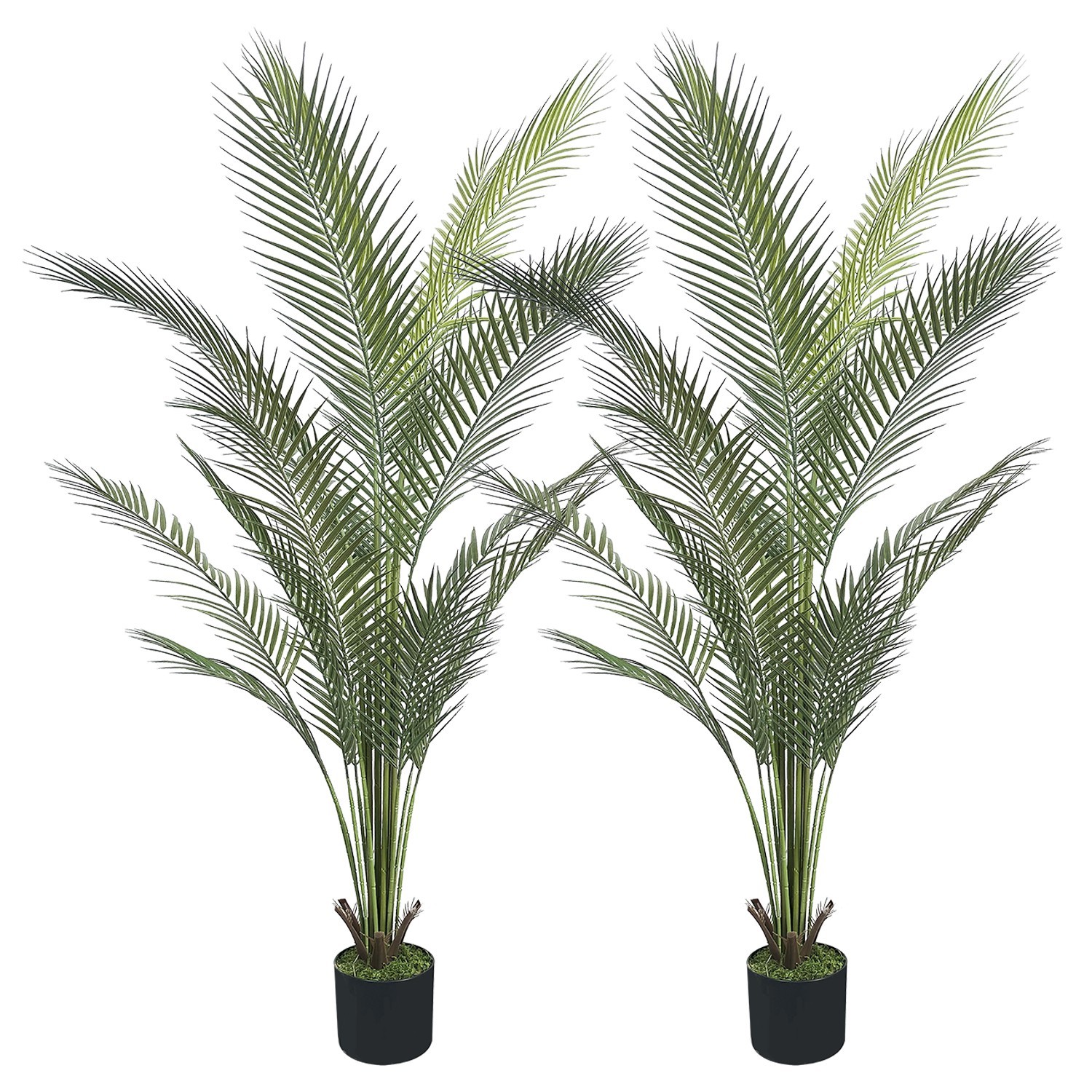 2Pcs150CM Tall Faux Areca Palm Large Green Plant for Office Interior Space Decor