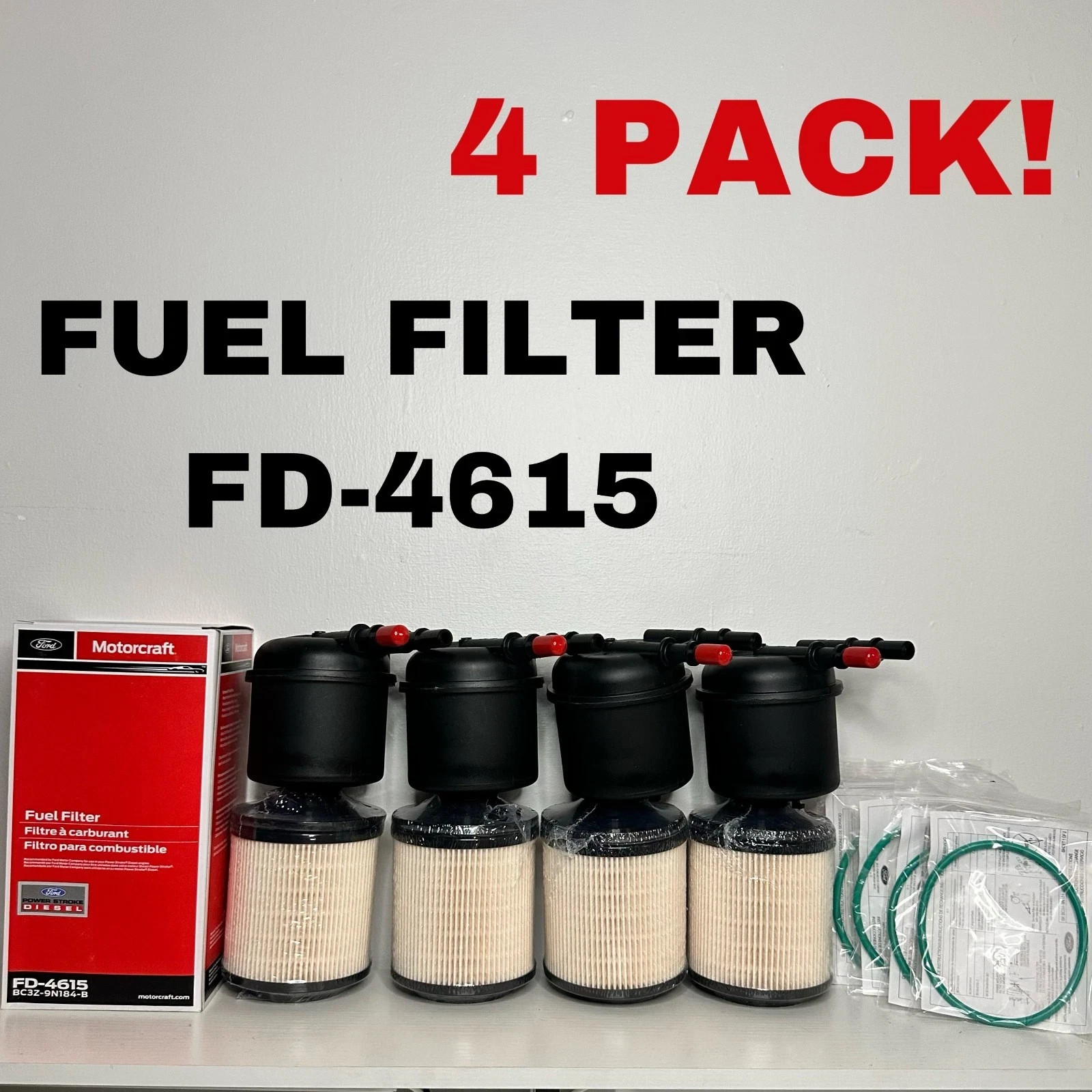 4 PACK OEM Motorcraft FD4615 Diesel Fuel Filter Ford 6.7L SAME DAY SHIPPING
