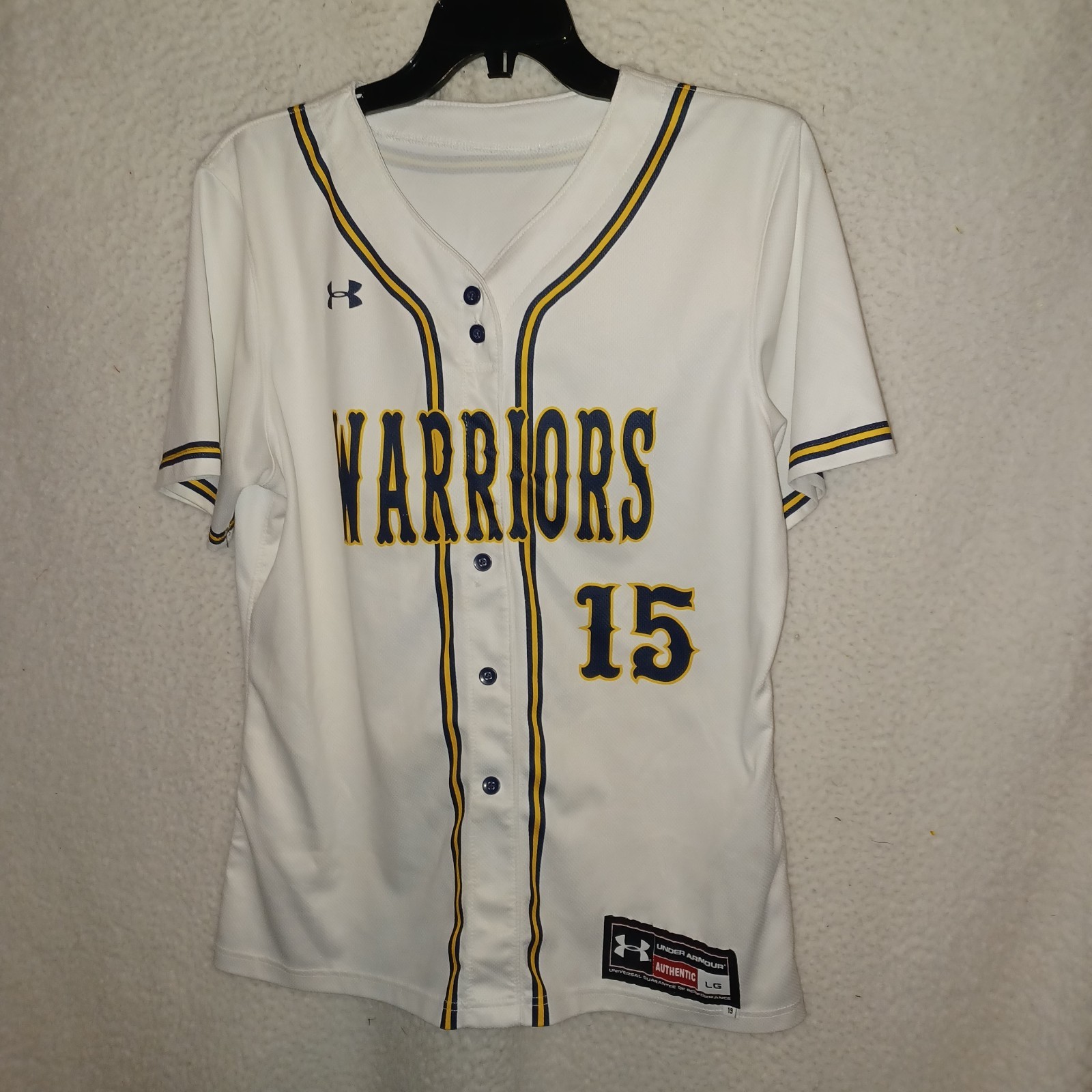 Under Armour Women\'s Sz Large Baseball Jersey #15 NBA Golden State Warriors (A7)
