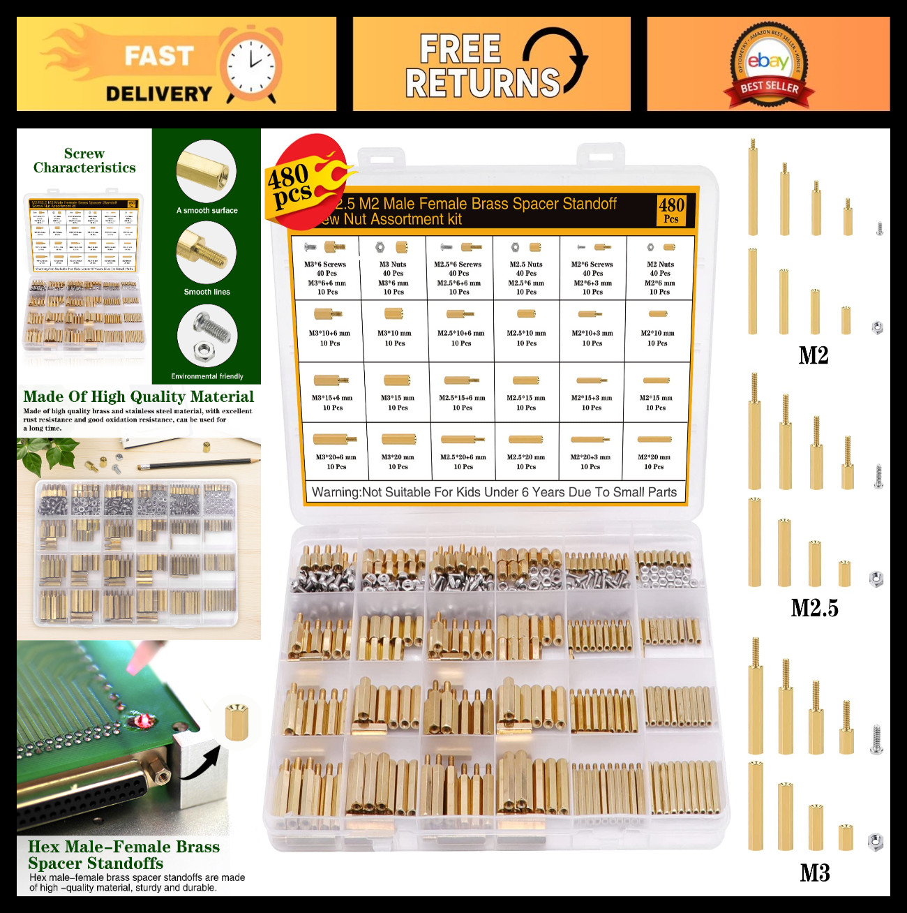 480Pcs M2 M2.5 M3 Standoffs Screws Nuts Kit for DIY PC Build Raspberry Pi Projec 480Pcs M2 M2.5 M3 Standoffs Screws Nuts Kit for DIY PC Build Raspberry Pi Projec