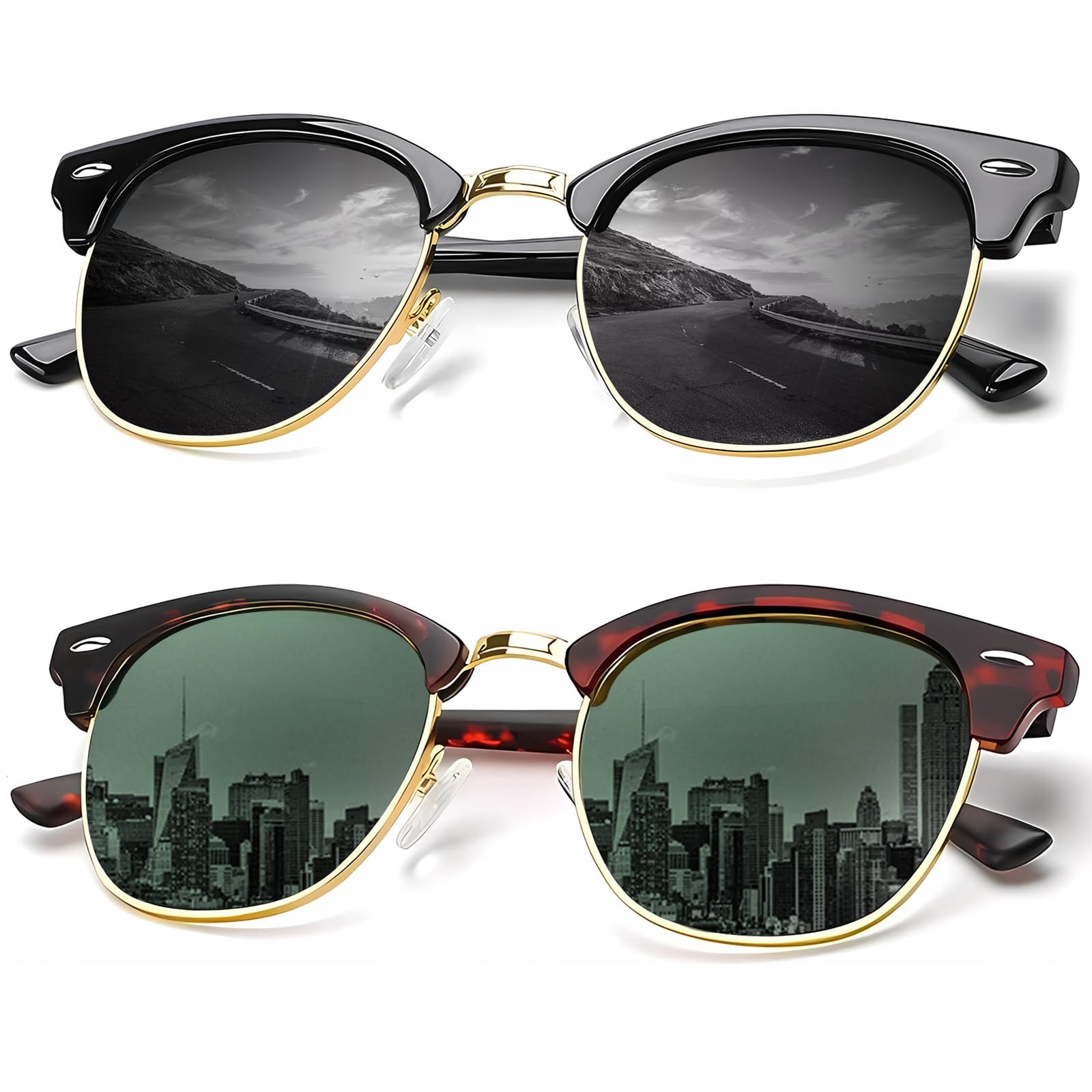 KALIYADI Unisex Medium, B02- (2 Pack) Glossy Black/Matte Blackish Green