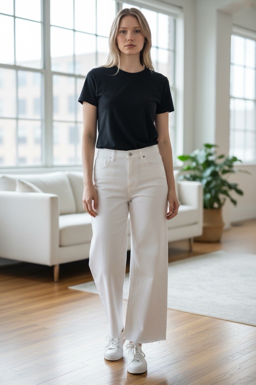 NEW LOFT  High Rise Wide Leg Ankle Jeans Off White Cream Petite 31/12P NWT