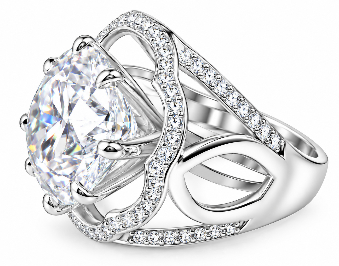 RARE 19.70 Ct.  Diamond Ring Great Luster-VVS1-E-F FREE Diamond Studs. 