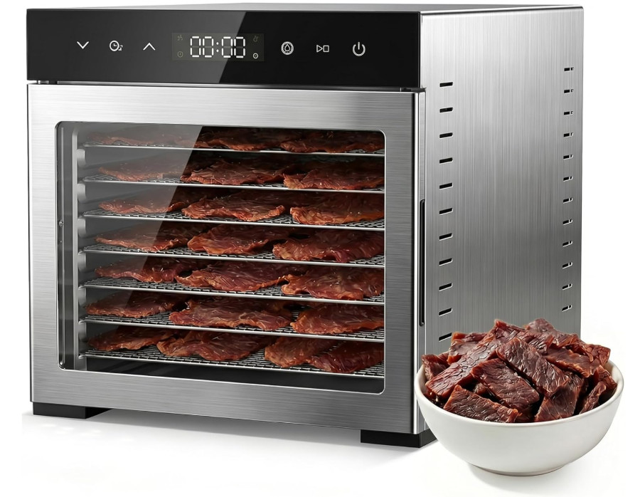 Deshidratador 500W con 8 Bandejas de Acero para Frutas y Carne. Nuevo