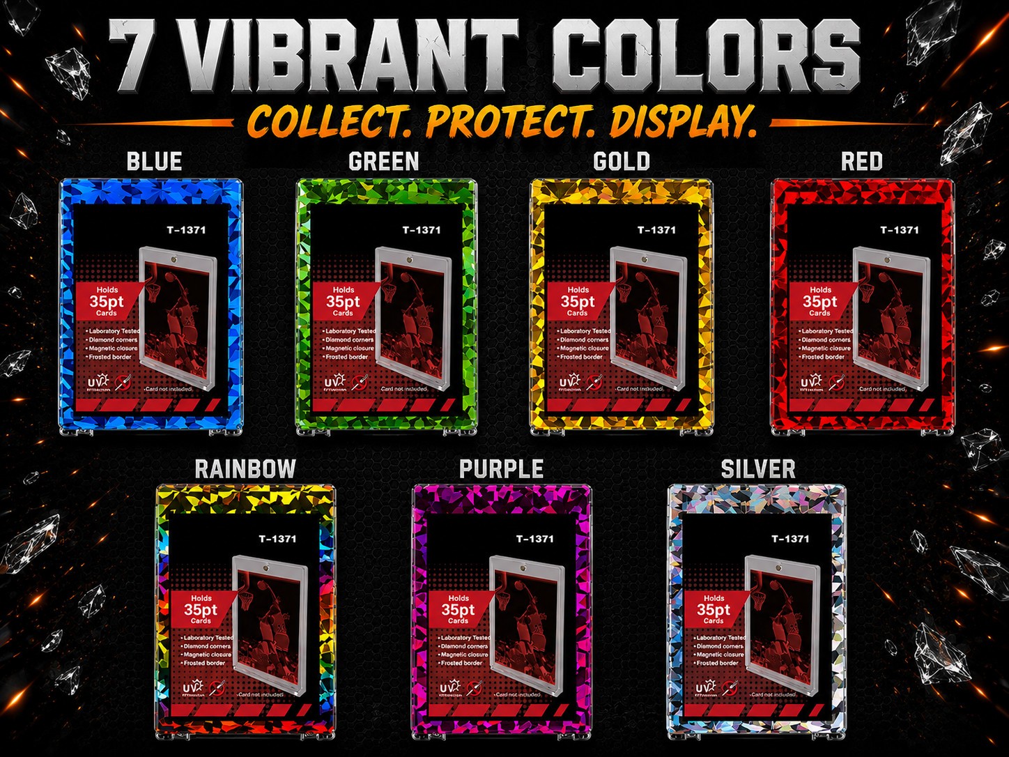 Shattered Glass Color Magnetic One-Touch Card Holder 35pt Trading Card Case Bulk