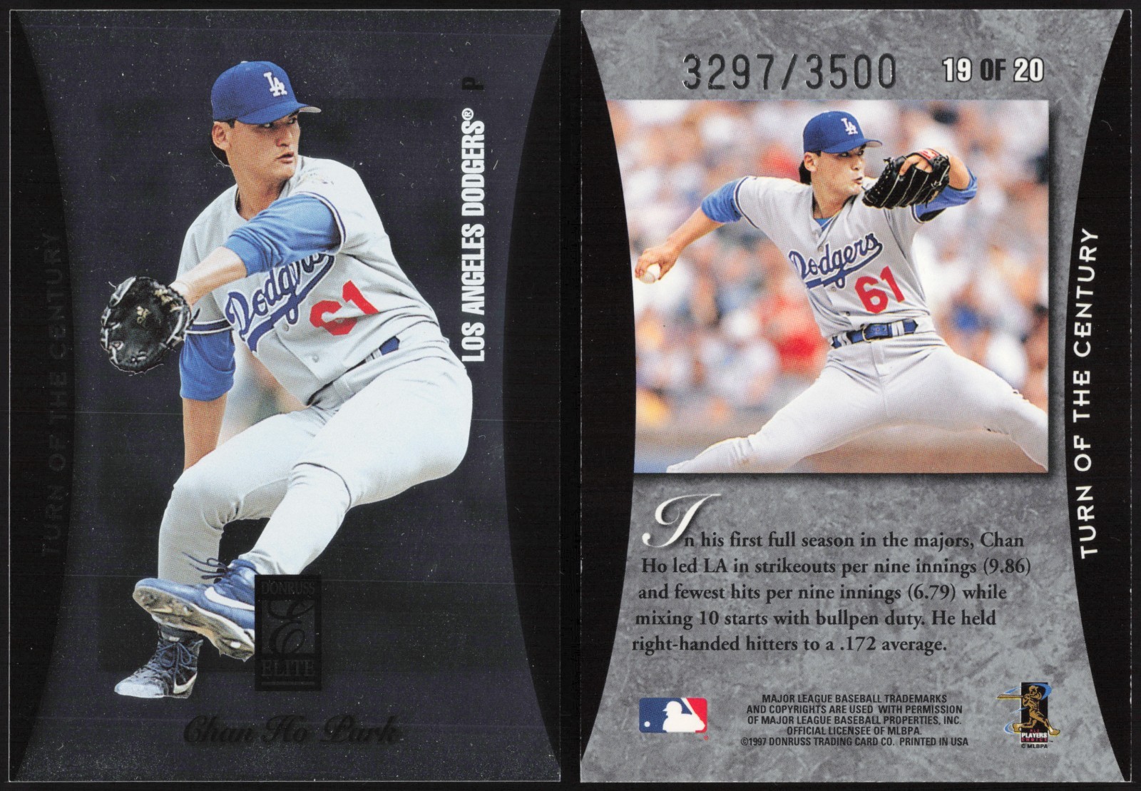 1997 Donruss Elite Turn of the Century #19 Chan Ho Park 3297/3500  