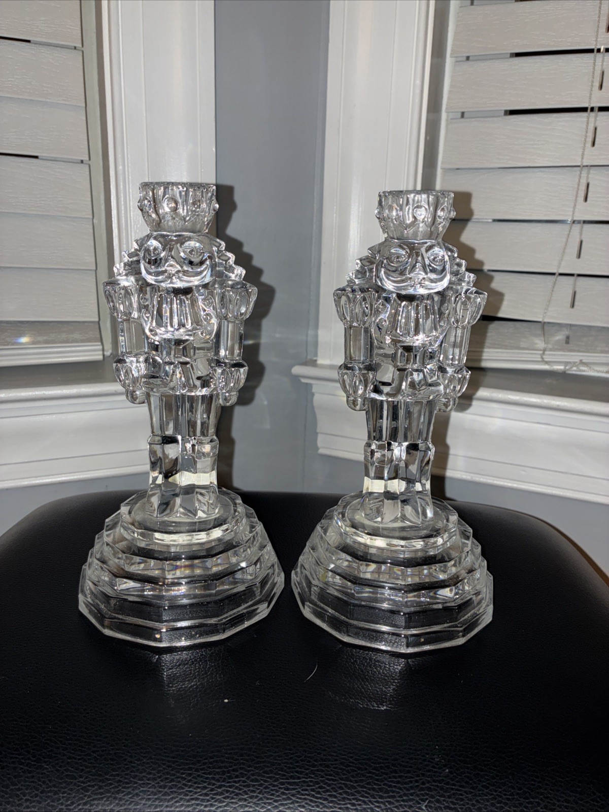 VTG Princess House Nutcracker Candlestick Holders Lead Crystal Cut Glass Set 8” VTG Princess House Nutcracker Candlestick Holders Lead Crystal Cut Glass Set 8”