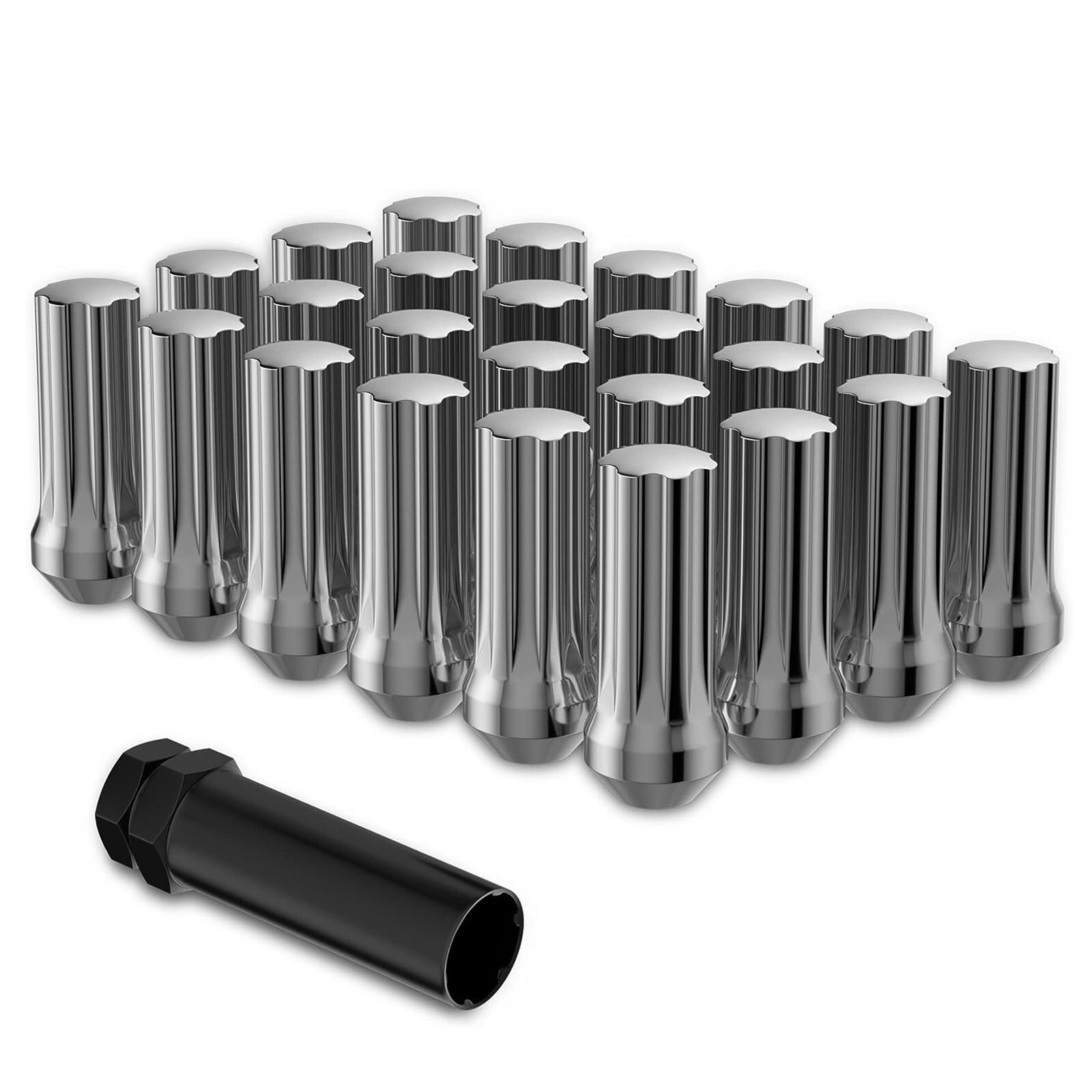 24PCS Chrome M14x1.5 Spline Lug Nut Closed End For Silverado Sierra 1500 Tahoe 24PCS Chrome M14x1.5 Spline Lug Nut Closed End For Silverado Sierra 1500 Tahoe