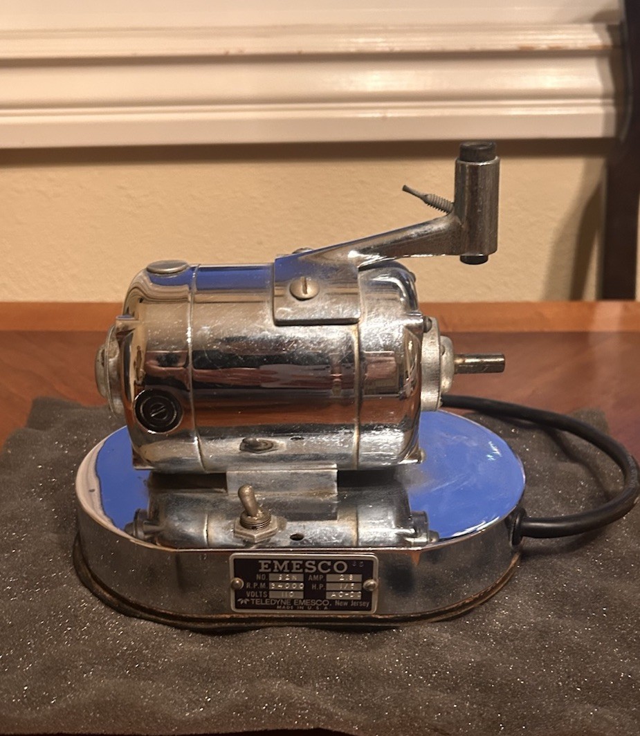 Vintage Teledyne Emesco 92N Dental Lab Motor 34000 RPM 1/5 HP USA
