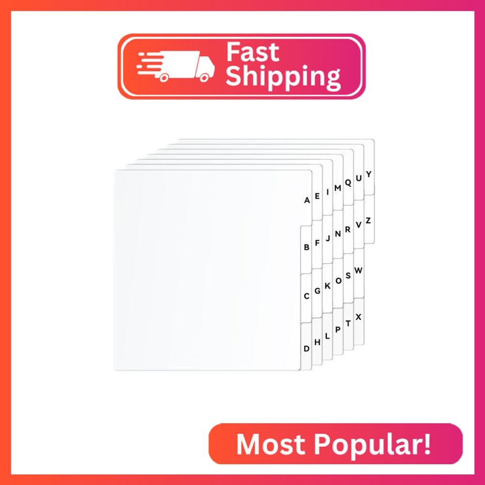 Marspark 26 Pcs Vinyl Album Divider, A-Z Record Divider, White, Horizontal