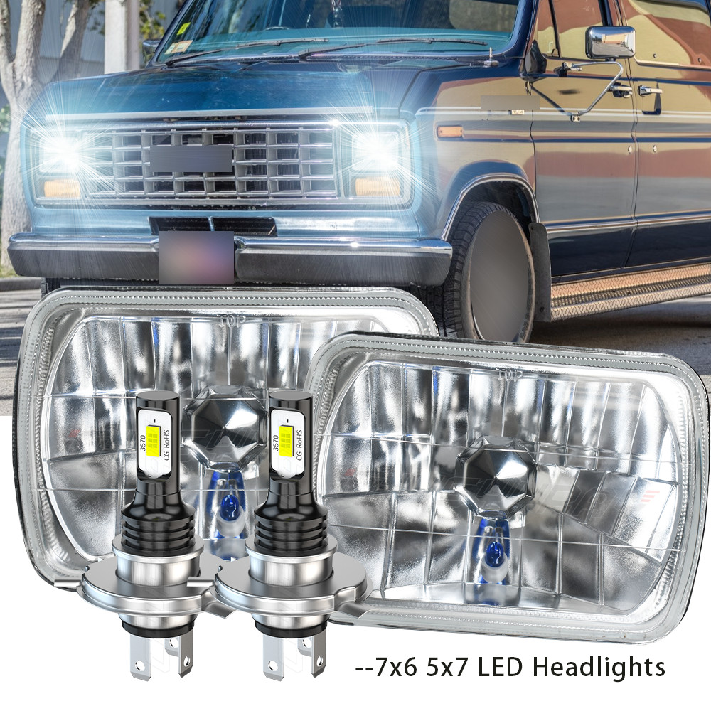 Newest 130W 7x6\'\' Rectangle LED Headlight for Ford E-100 E-150 E-250 E-350 E-450