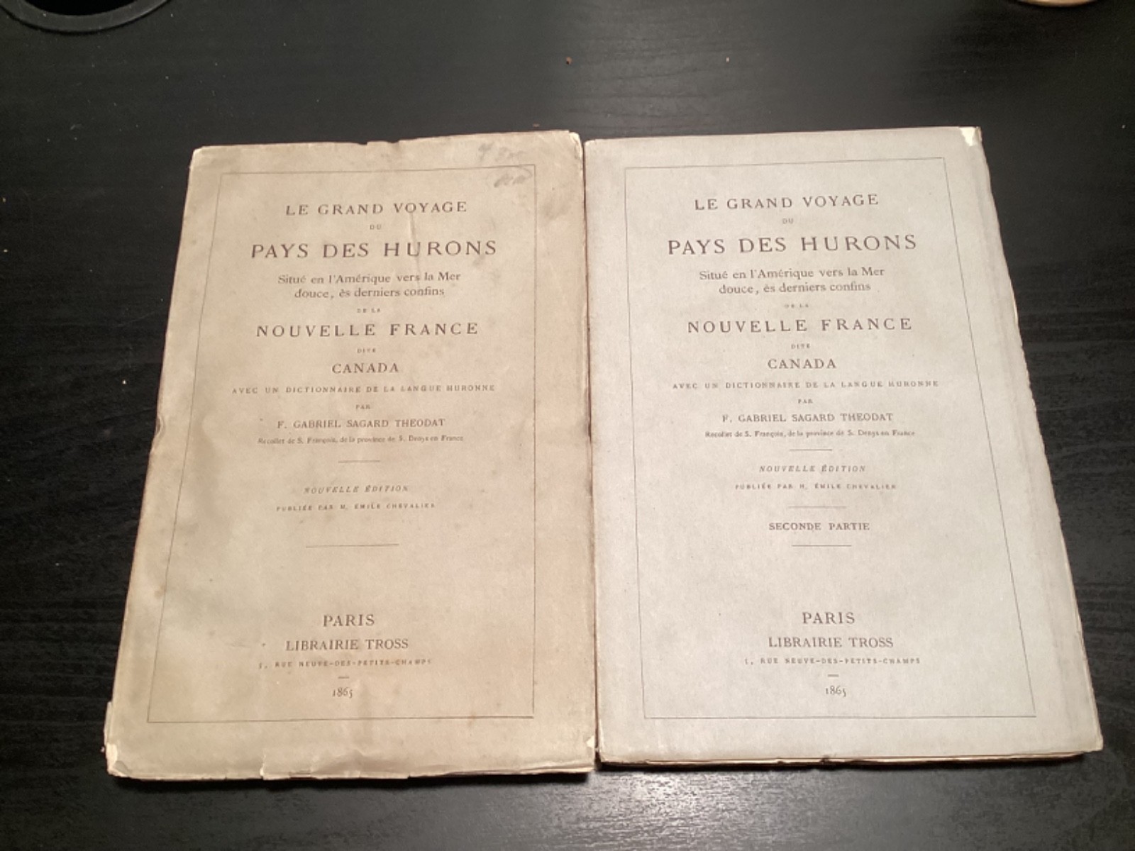 1865 Le Grand Voyage Du Pays Des Hurons - Gabriel Sagard Theodat - 2 Vols. 1865 Le Grand Voyage Du Pays Des Hurons - Gabriel Sagard Theodat - 2 Vols.