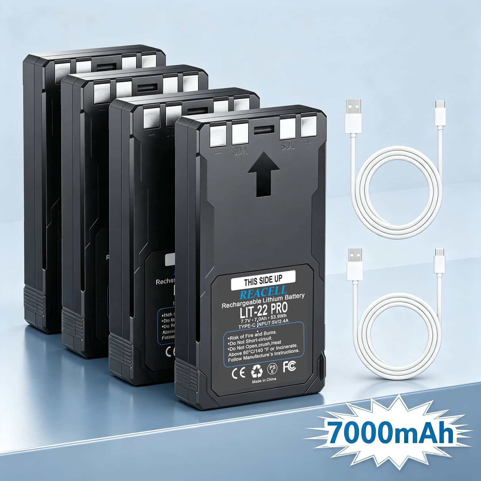 4Pack 7000mAh LIT-22 Battery for SPYPOINT Cellular Trail Camera Flex-M FLEX-DARK