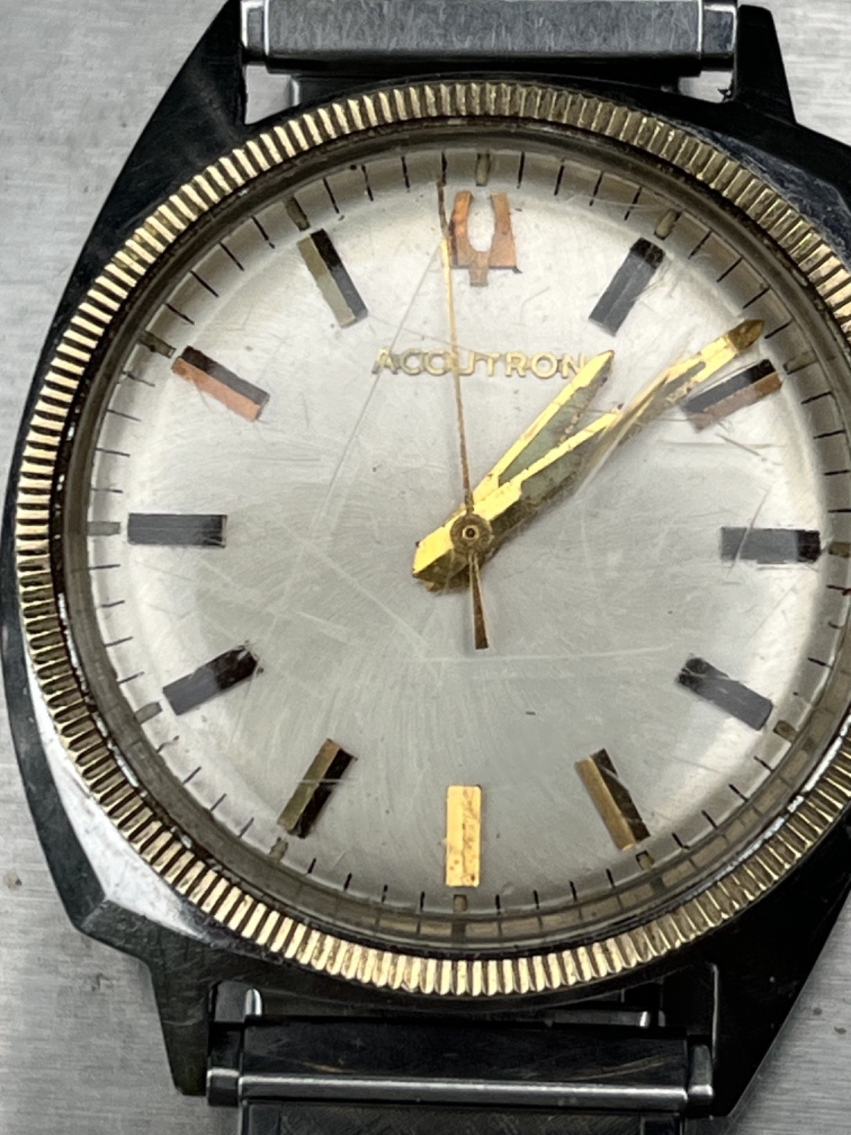 Accutron, M7 1967 Stainless Steel 14Kt. Gold Bezel Vintage 214, pre-owned, good