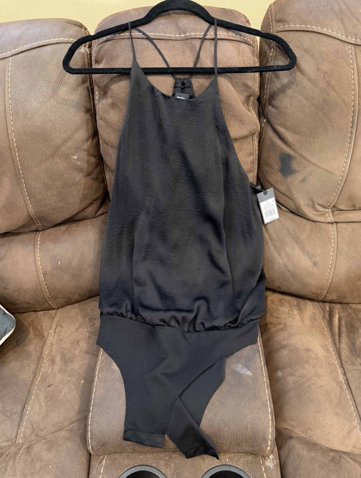 Mossimo Women’s Solid Black Halter Backless One-Piece Bodysuit