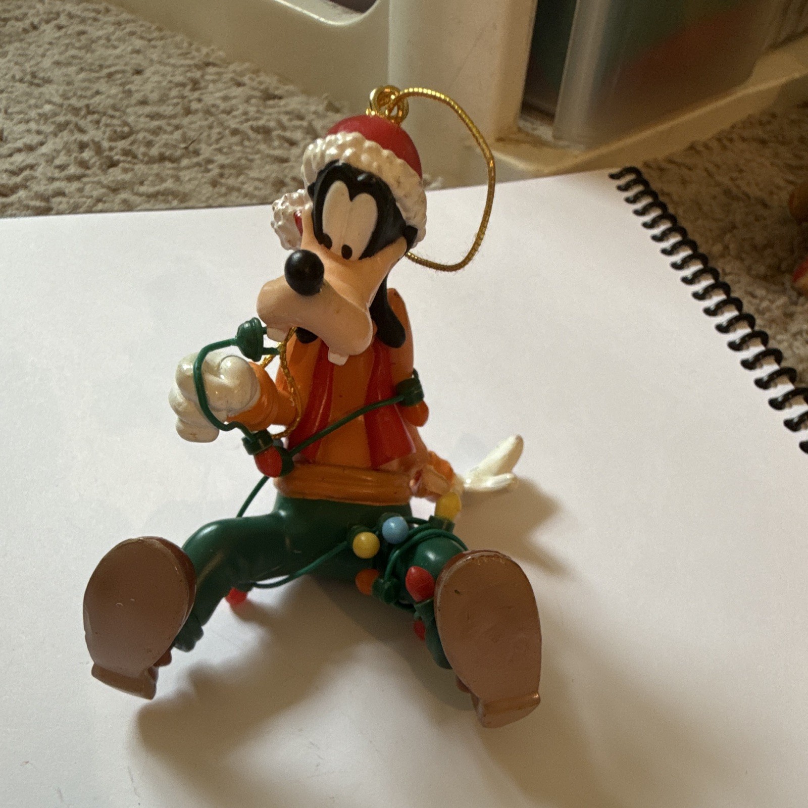 Vintage Disney Goofy Christmas Ornament Tangled in Lights Santa Hat Vintage Disney Goofy Christmas Ornament Tangled in Lights Santa Hat