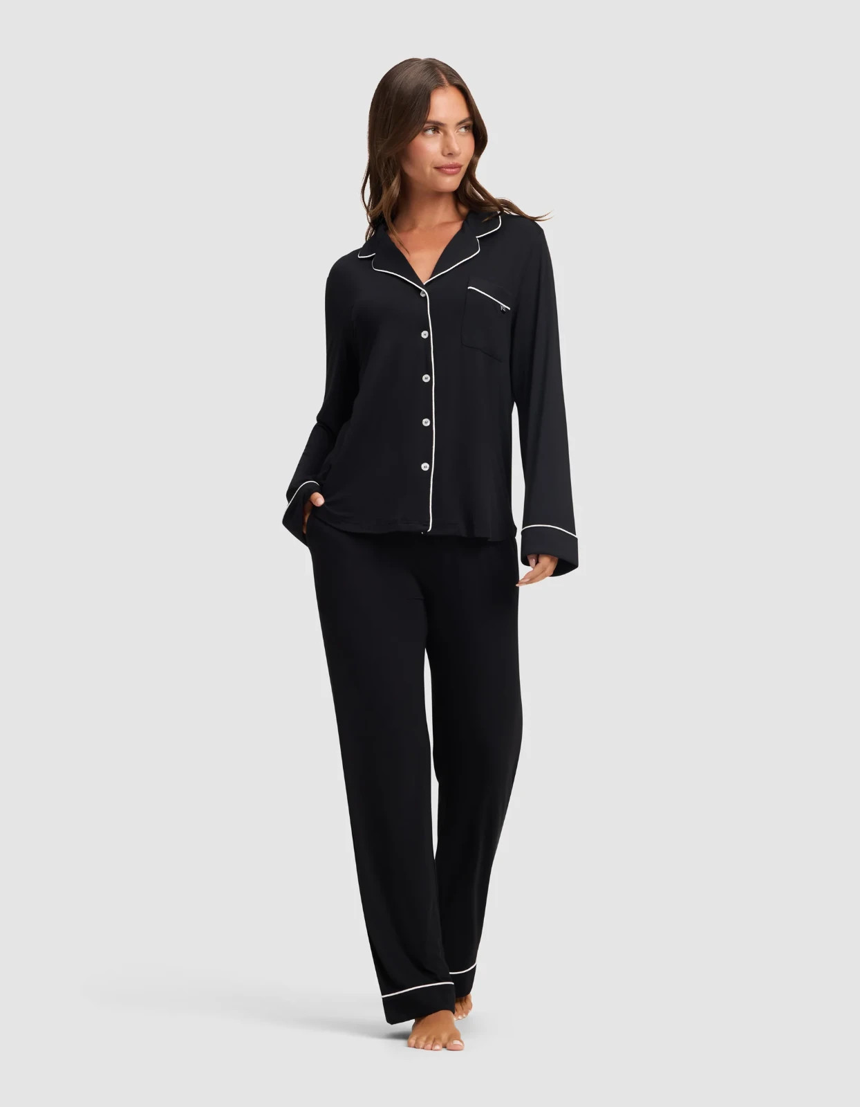 Cozy Earth Bamboo Pajama Top Long Sleeve Black Stretch Knit Sleep Womens XXL