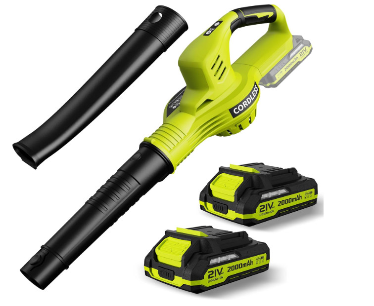 Soplador Eléctrico Inalámbrico 21V con 2 Baterías Recargables para Jardín y Pati