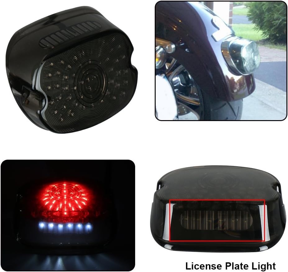 LED Smoked Tail Light Brake Turn Signal Fit For Harley Touring Softail Sportster