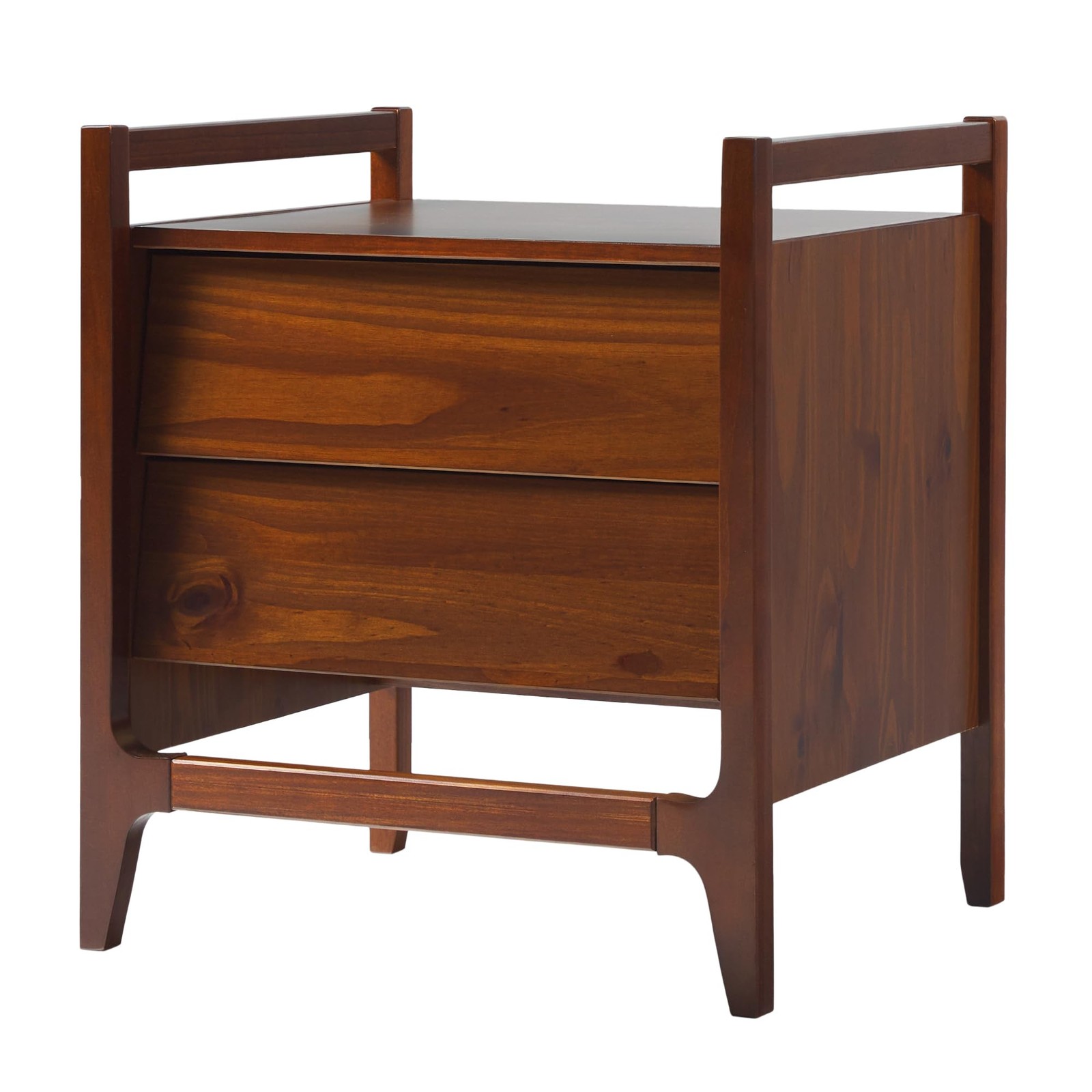 Walker Edison Oswald Angle Face Wood 2 Drawer Nightstand Walnut, 21\