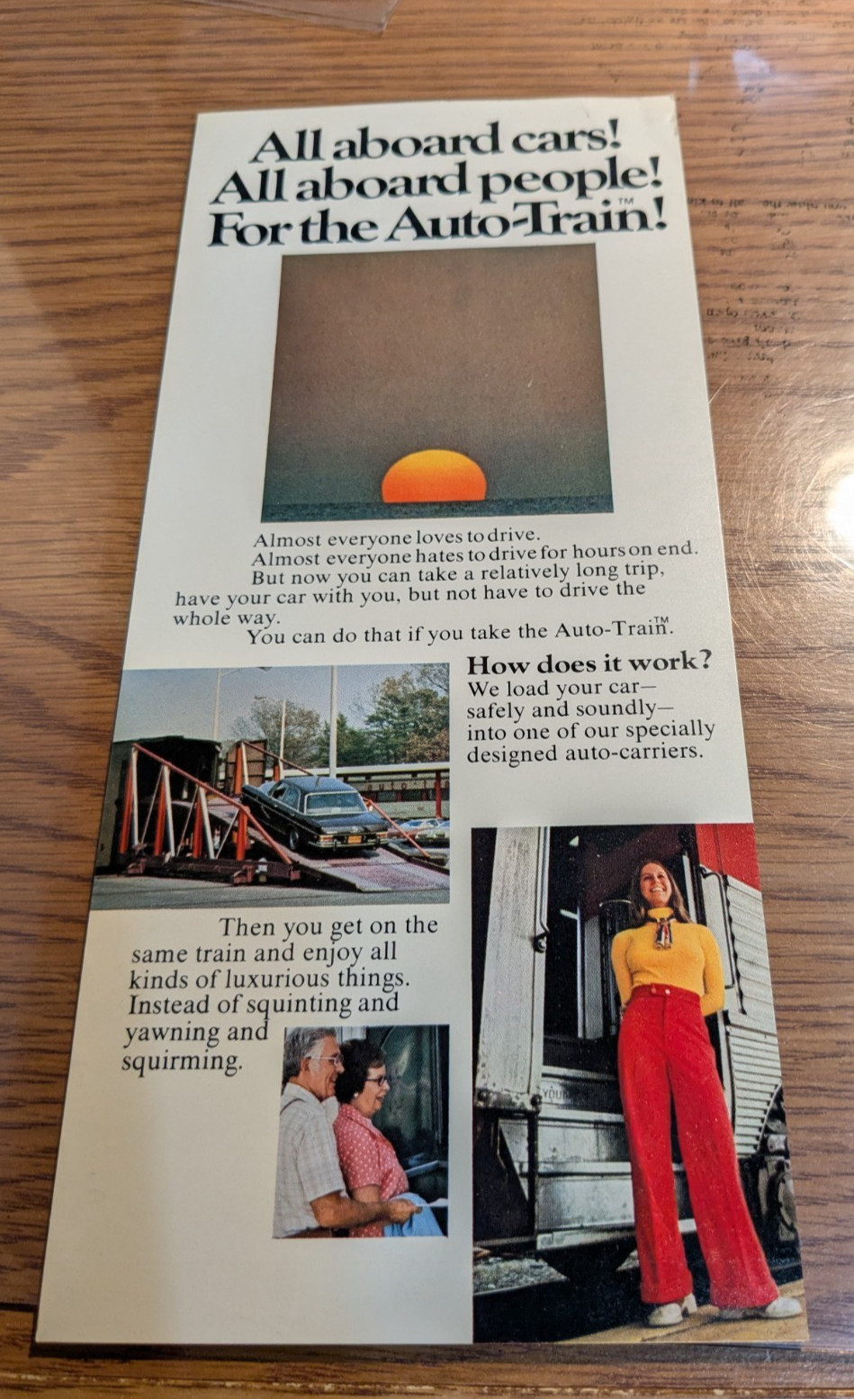 VINTAGE ORIGNAL  AUTO TRAIN ADVERTISING BROCHURE, NOT AMTRAK.