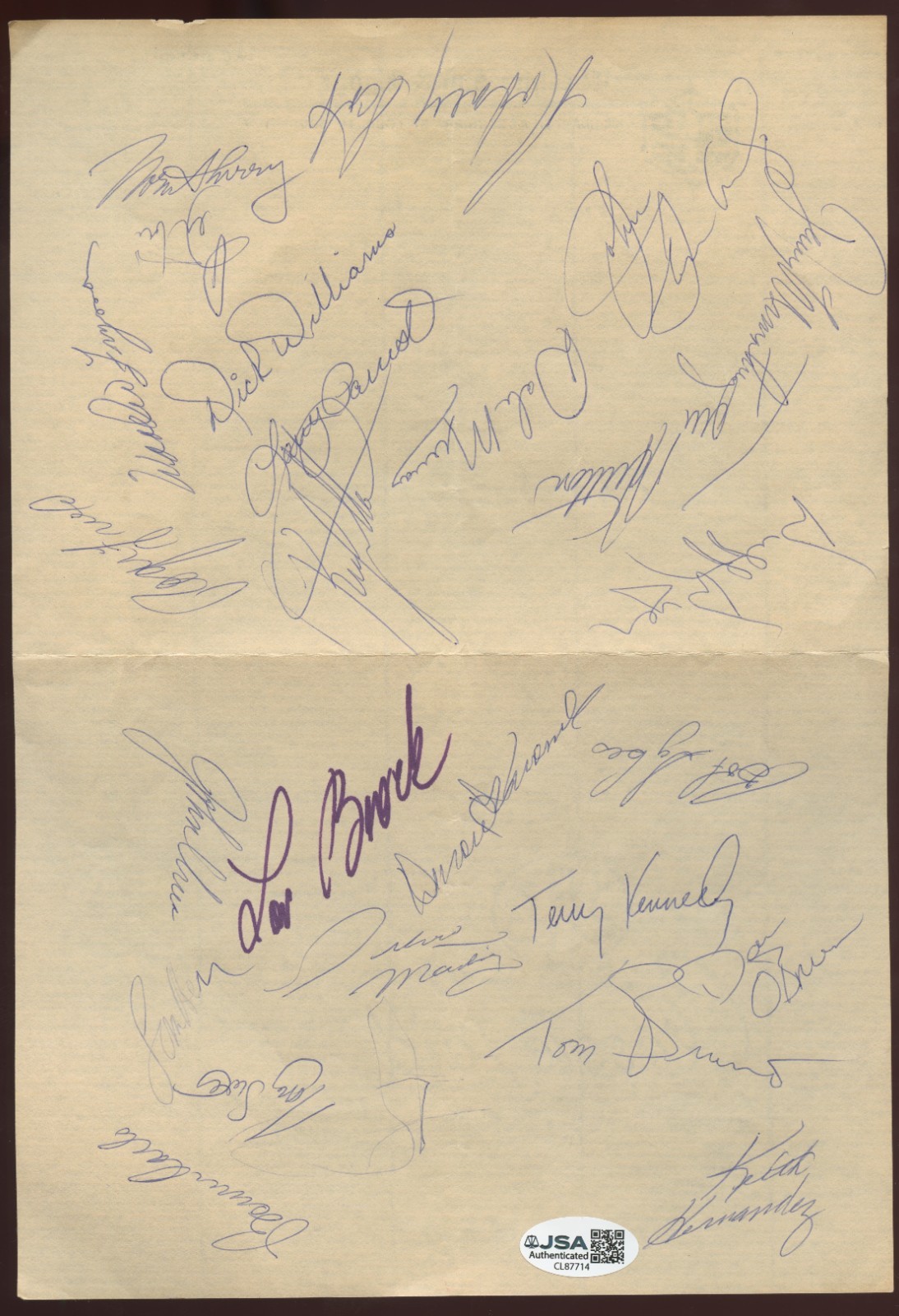 Lou Brock Keith Hernandez, Staub, Murray Multi Signed Cut Autograph JSA Lou Brock Keith Hernandez, Staub, Murray Multi Signed Cut Autograph JSA