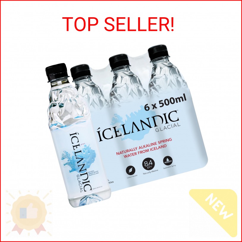 Icelandic Glacial Natural Spring Alkaline Water, 500 ml / 16.9 Fl Oz (Pack of 6)