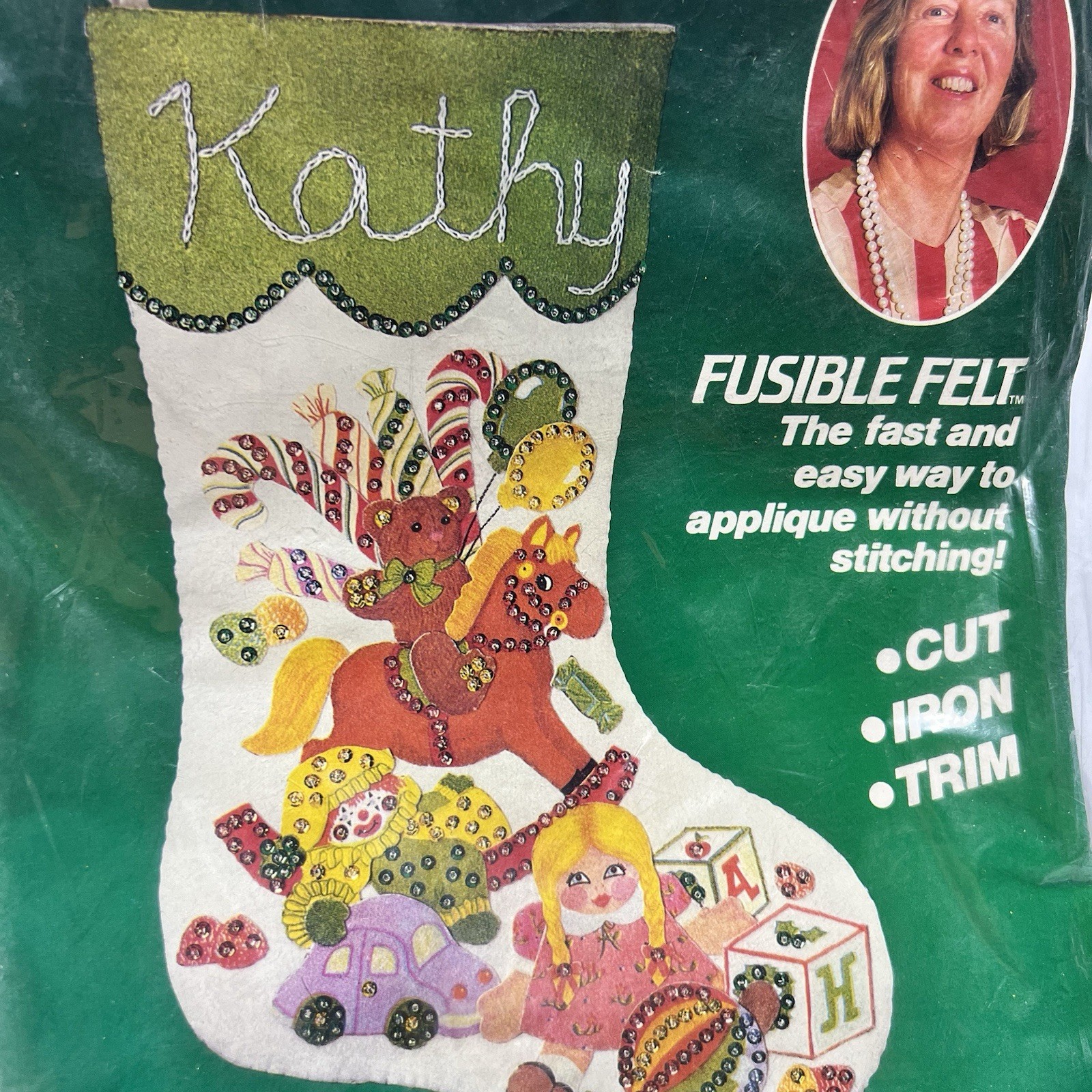 Vtg 1984 Stocking Kit Christmas Felt Applique Holiday DIY Personalized Craft Vtg 1984 Stocking Kit Christmas Felt Applique Holiday DIY Personalized Craft