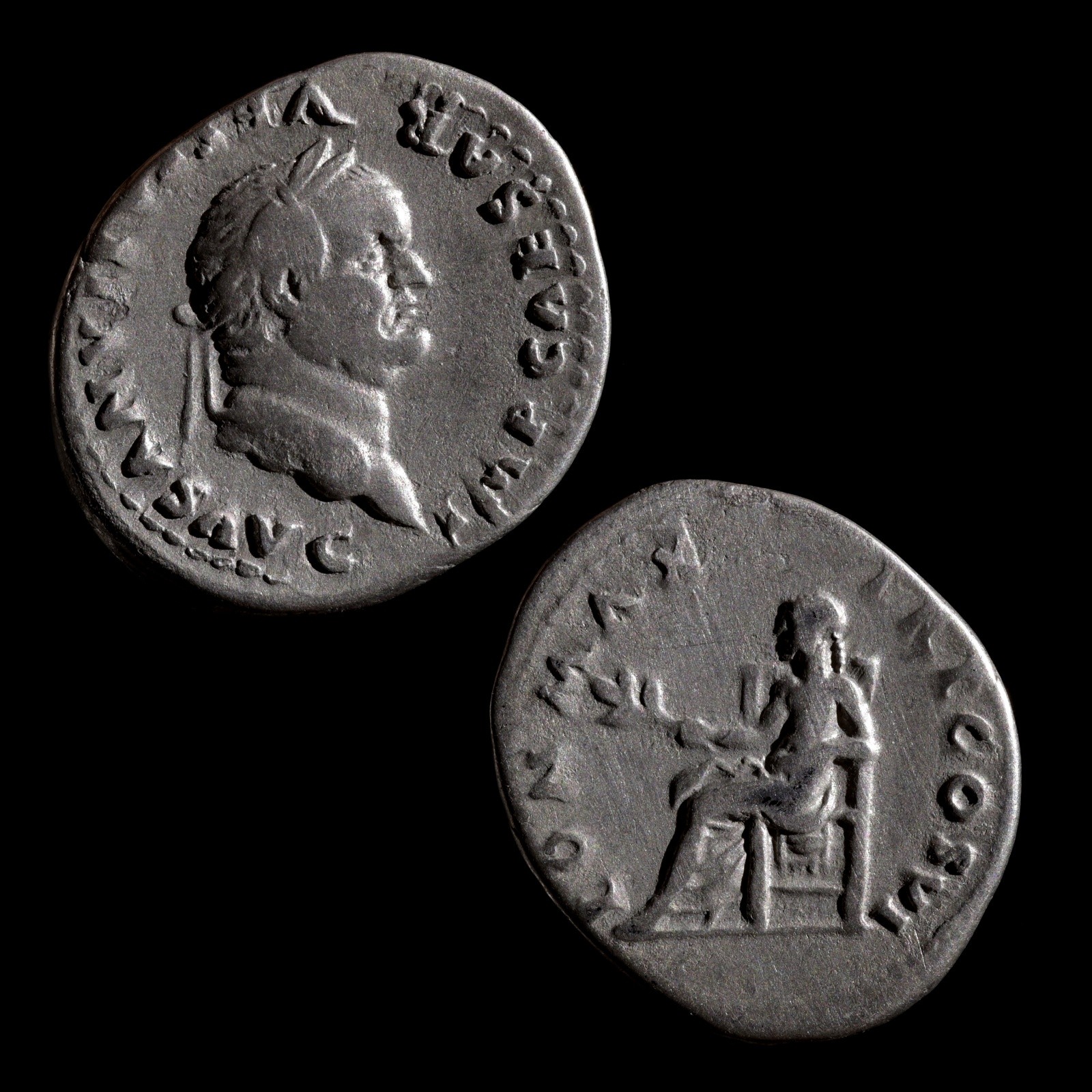 Vespasian AR Denarius 75 AD Rome Pax Ancient Roman Silver Coin Vespasian AR Denarius 75 AD Rome Pax Ancient Roman Silver Coin