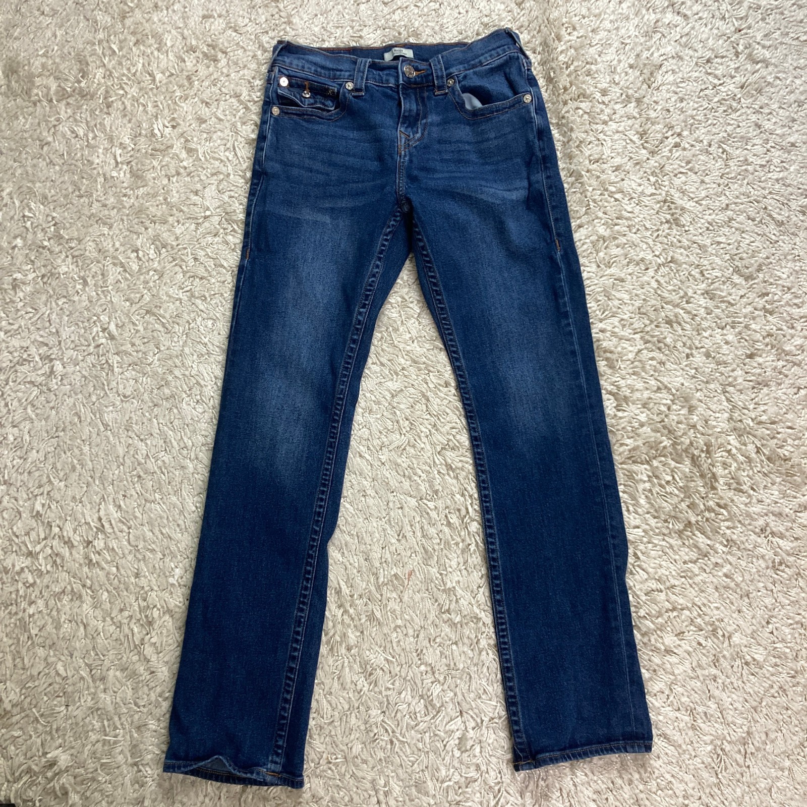 True Religion Ricky SN Flap Jeans Mens Size 28x30 Blue Denim Straight