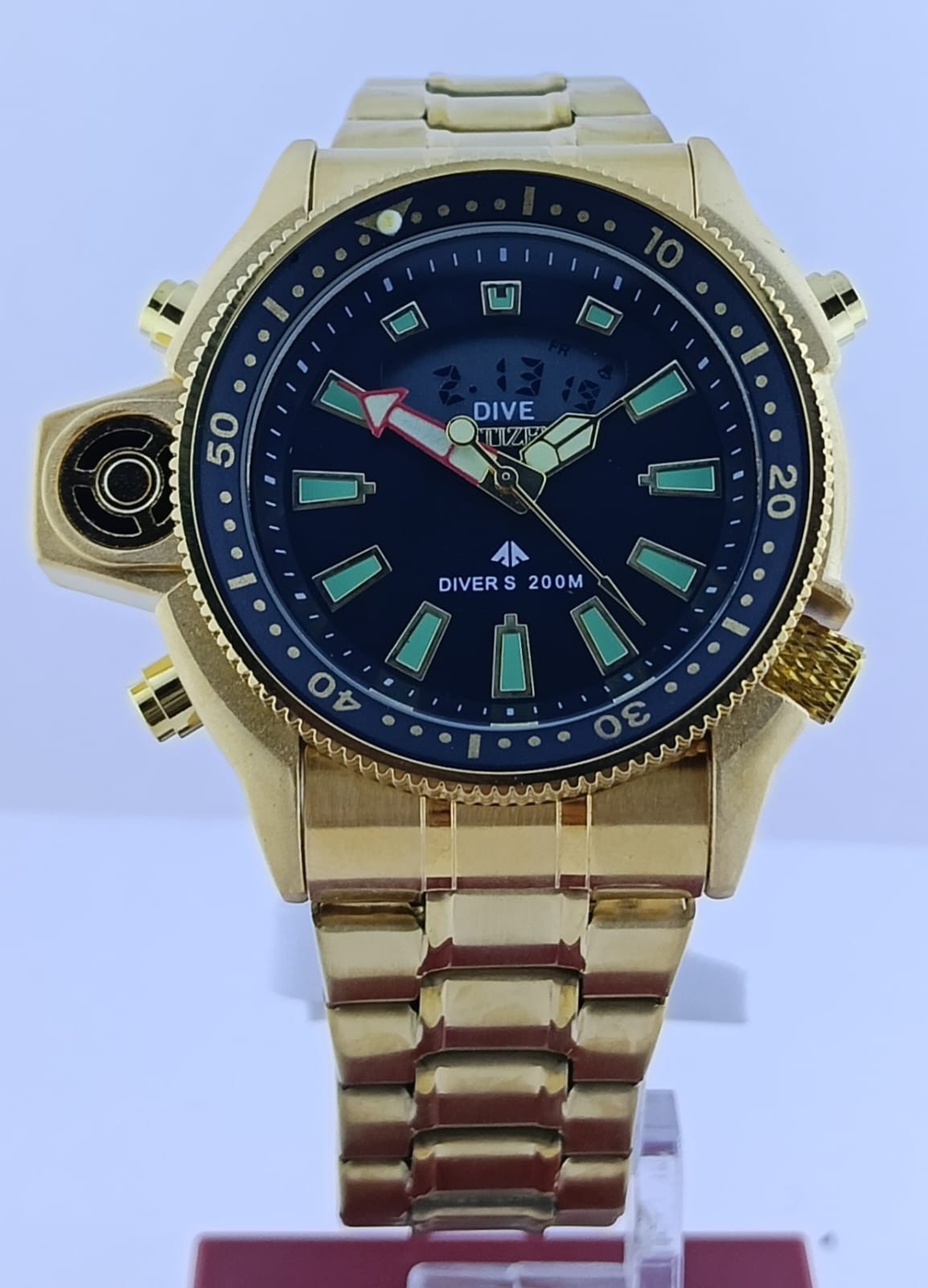 Vintage Mens Citizen Promaster Aqualand Black Dial Working Condition Wristwatch
