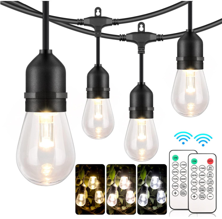 Guirnalda de luces LED regulables de 3 colores para exteriores para patio. Nuevo