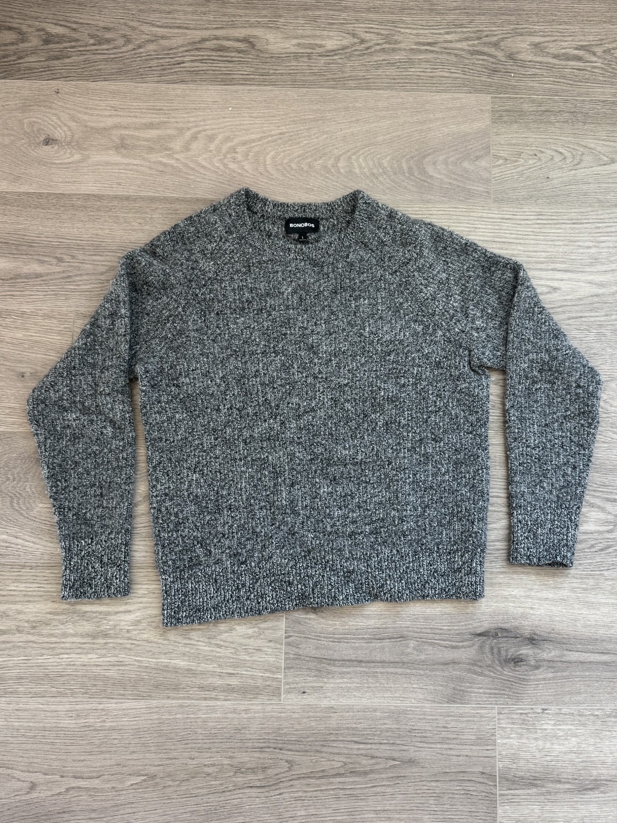 Bonobos Wool Blend Crewneck Sweater Men\'s Large Grey Marled Bonobos Wool Blend Crewneck Sweater Men\'s Large Grey Marled