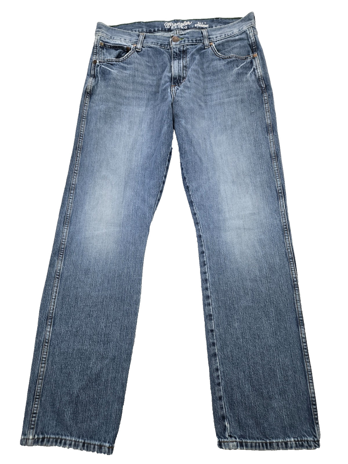 Wrangler Retro Slim Straight Blue Jeans Mens Size 36 x 32 Faded Western Cowboy