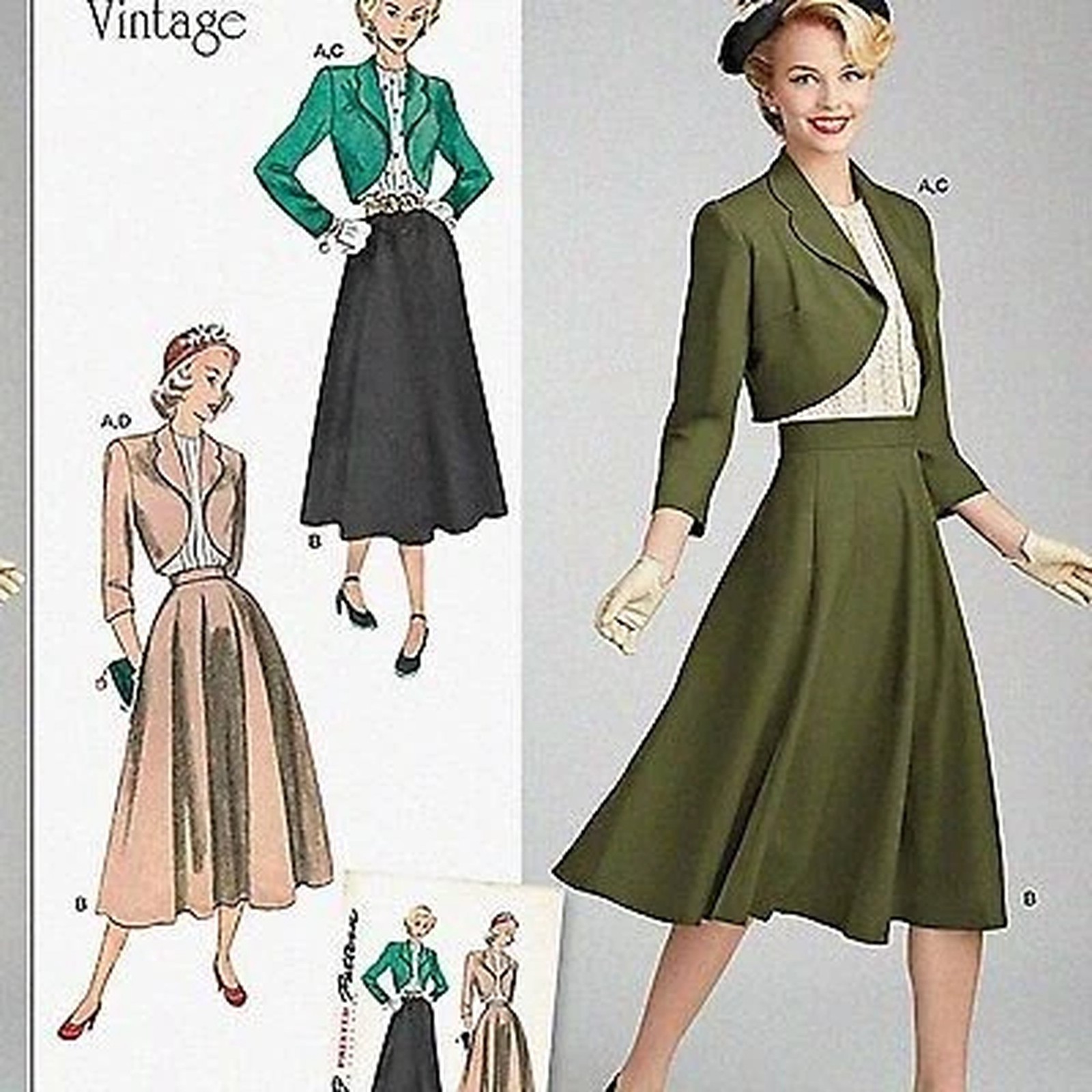 Vintage 1940s Women\'s Sewing Patterns Bolero Blouse Skirt