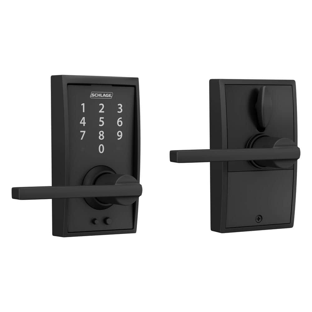 Schlage Century Matte Black Touch Keyless Touchscreen Door Lock w/ Handle