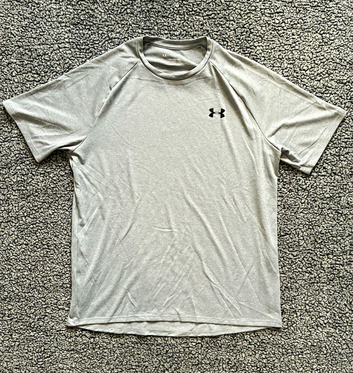 Under Armour Tech Tee Men’s L Short Sleeve Crew Neck Polyester Gray Logo